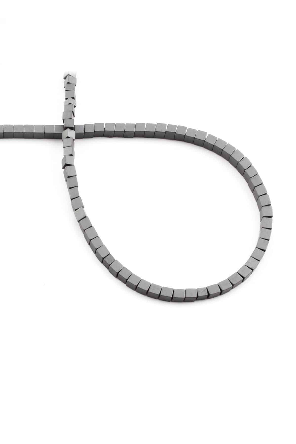 Hematite Natural Stone Matte Grey 3x3mm String Of Beads