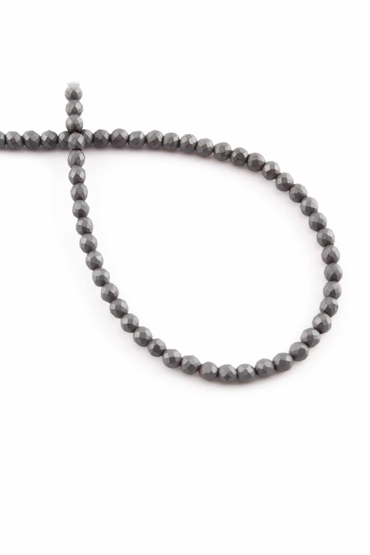 Hematite Natural Stone Matte Grey 4mm String Of Beads