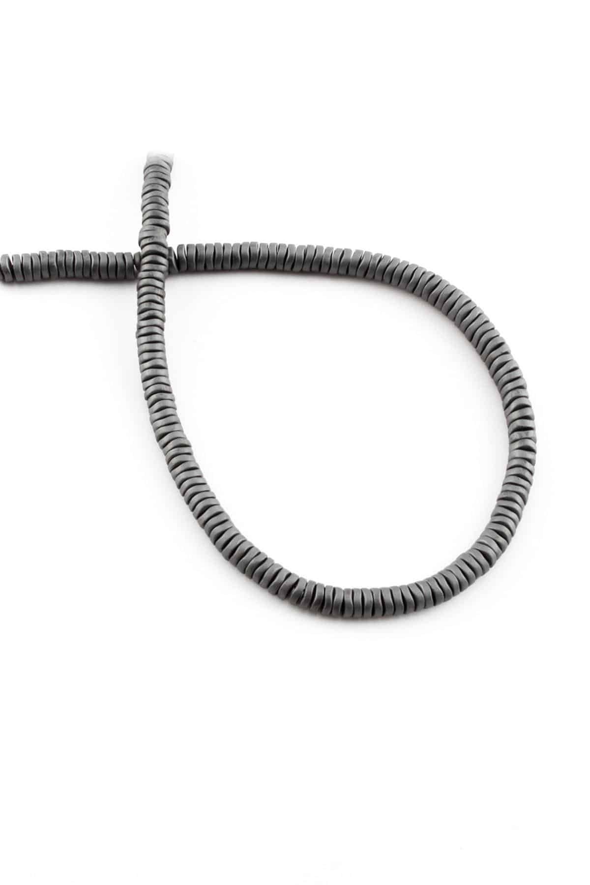 Hematite Natural Stone Matte Grey 4x1mm String Of Beads