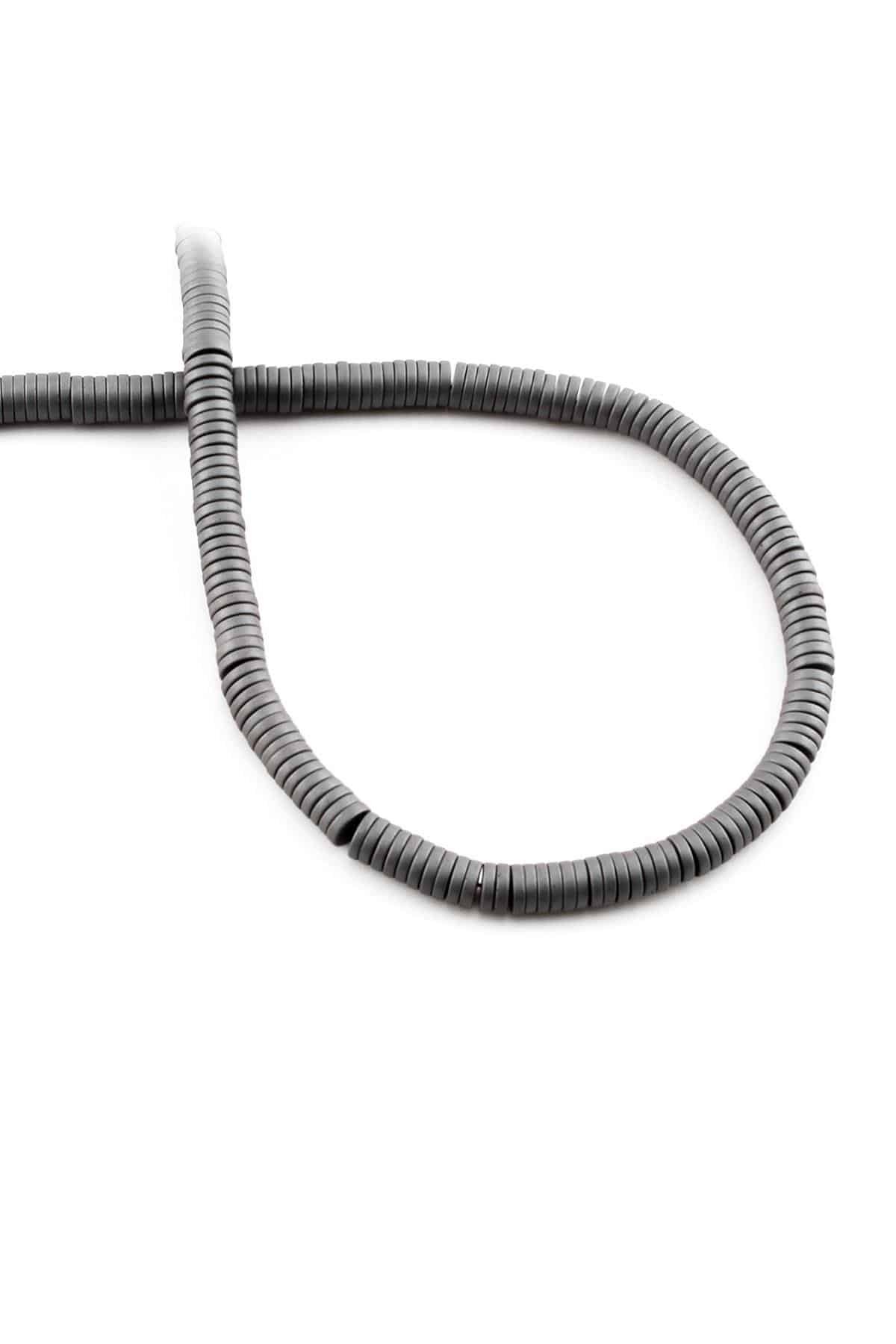 Hematite Natural Stone Matte Grey 4x1mm String Of Beads
