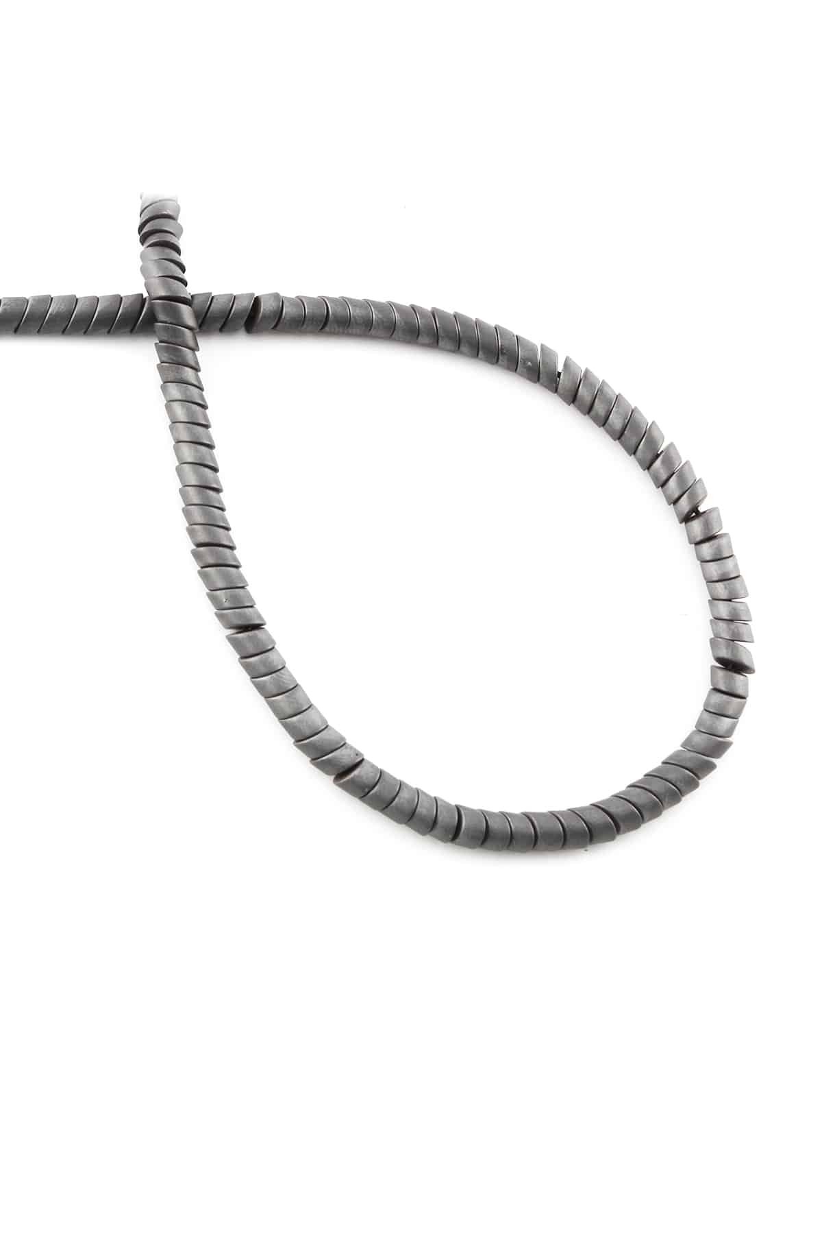 Hematite Natural Stone Matte Grey 4x2mm String Of Beads
