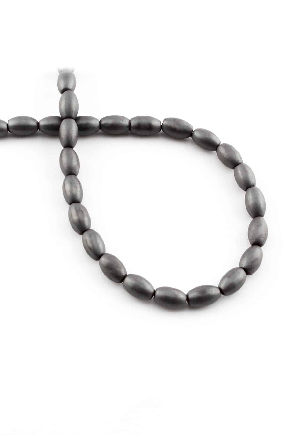 Hematite Natural Stone Matte Grey 5x8mm String Of Beads