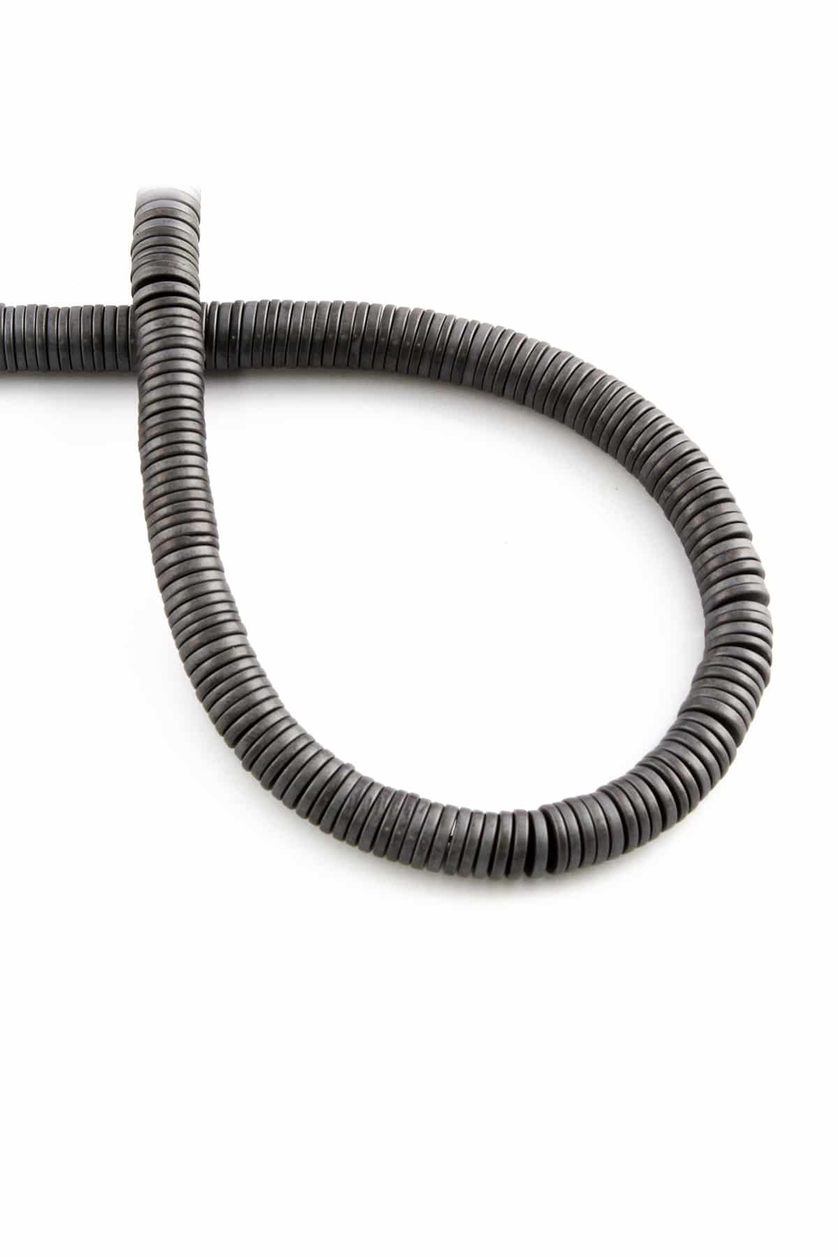Hematite Natural Stone Matte Grey 6x1mm String Of Beads