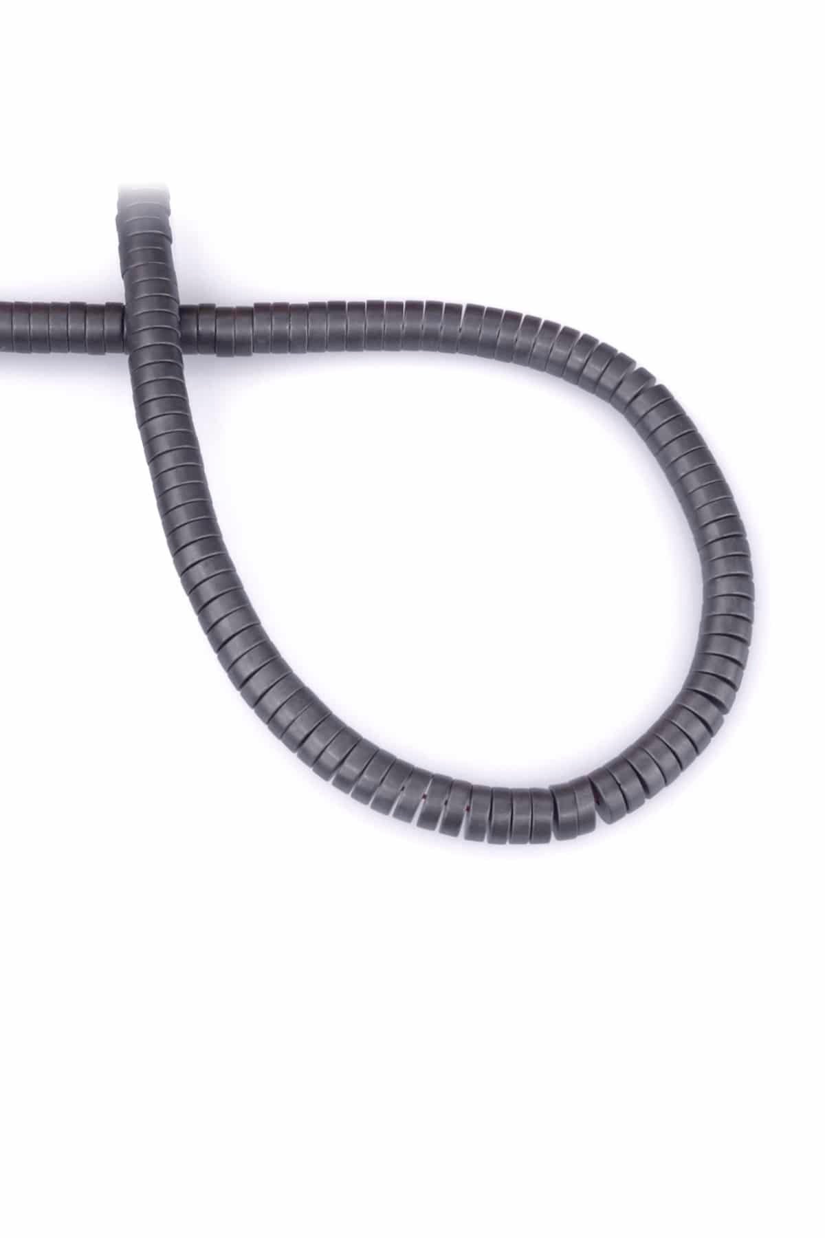 Hematite Natural Stone Matte Grey 6x2mm String Of Beads