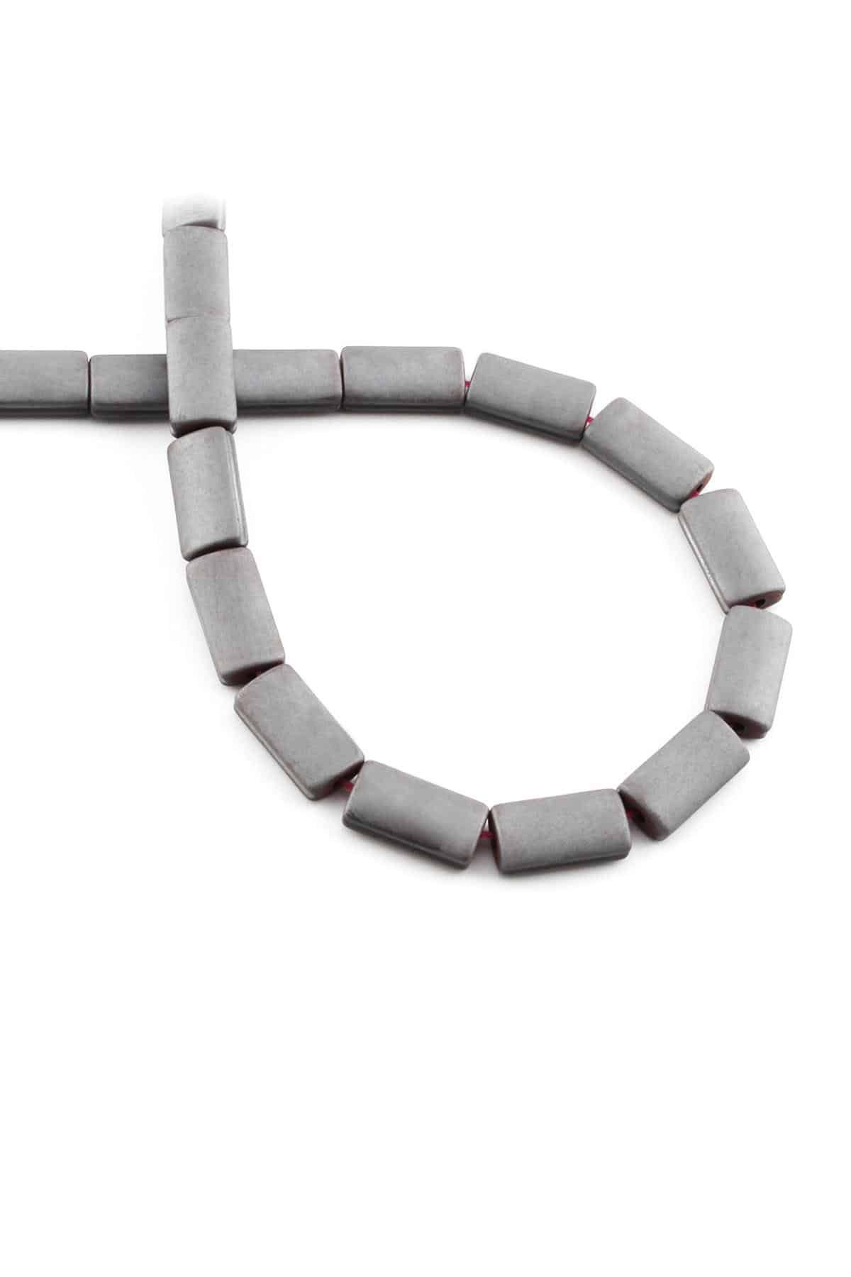 Hematite Natural Stone Matte Grey 7x13mm String Of Beads