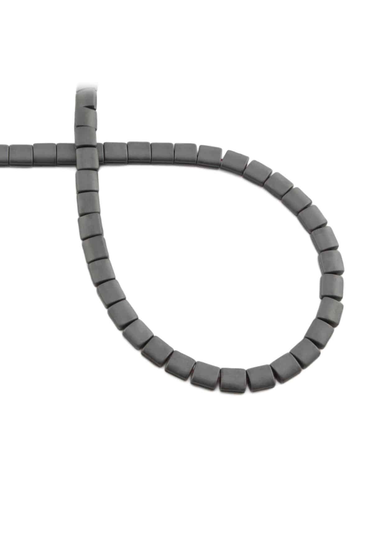 Hematite Natural Stone Matte Grey Hexagon Cut 5x5mm String Of Beads