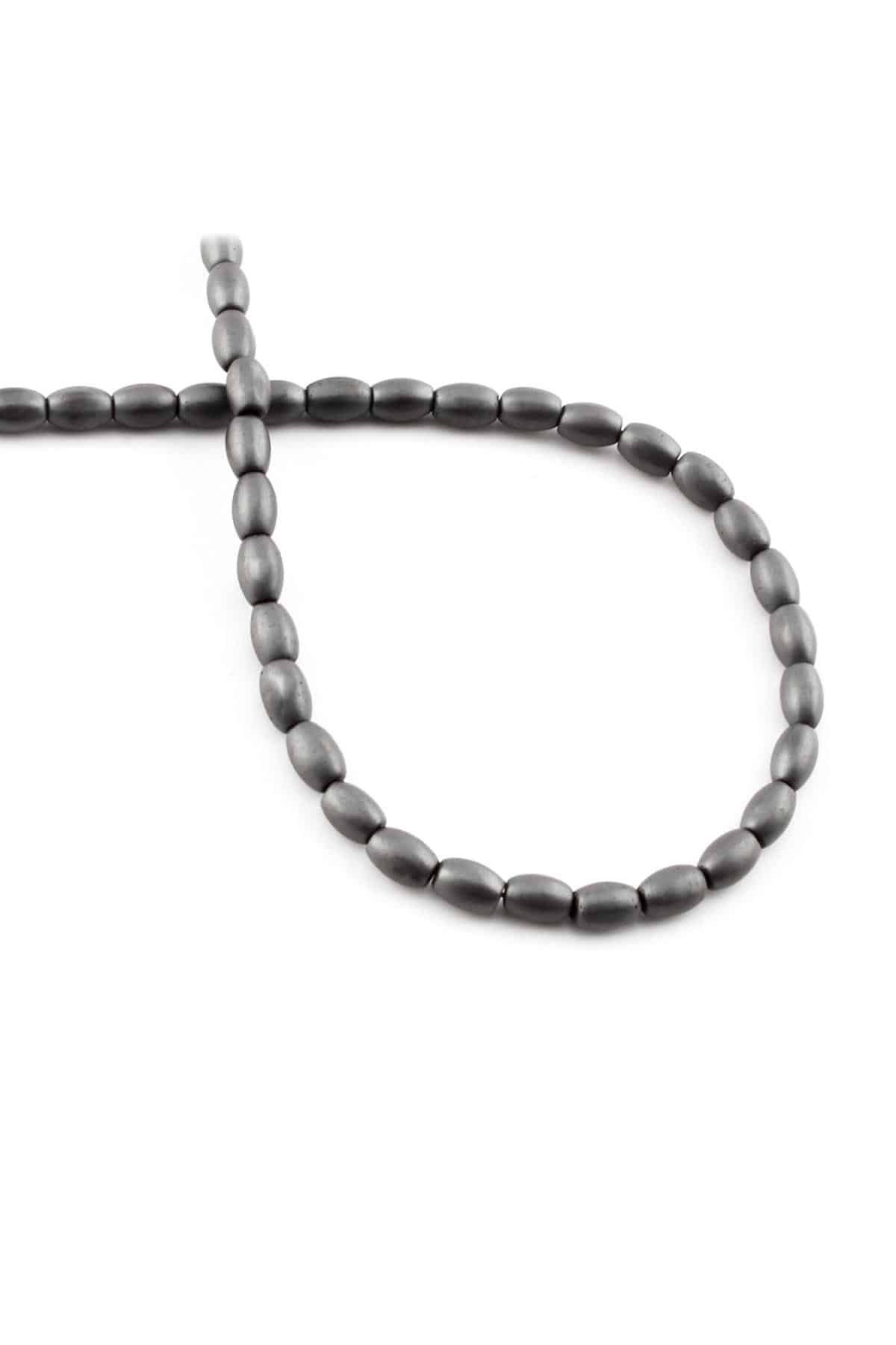 Hematite Natural Stone Matte Grey Barley Cut 4x6mm String Of Beads