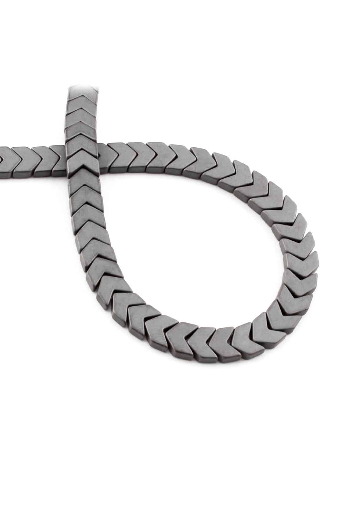Hematite Natural Stone Matte Grey Sergeant Cut 8x3mm String Of Beads