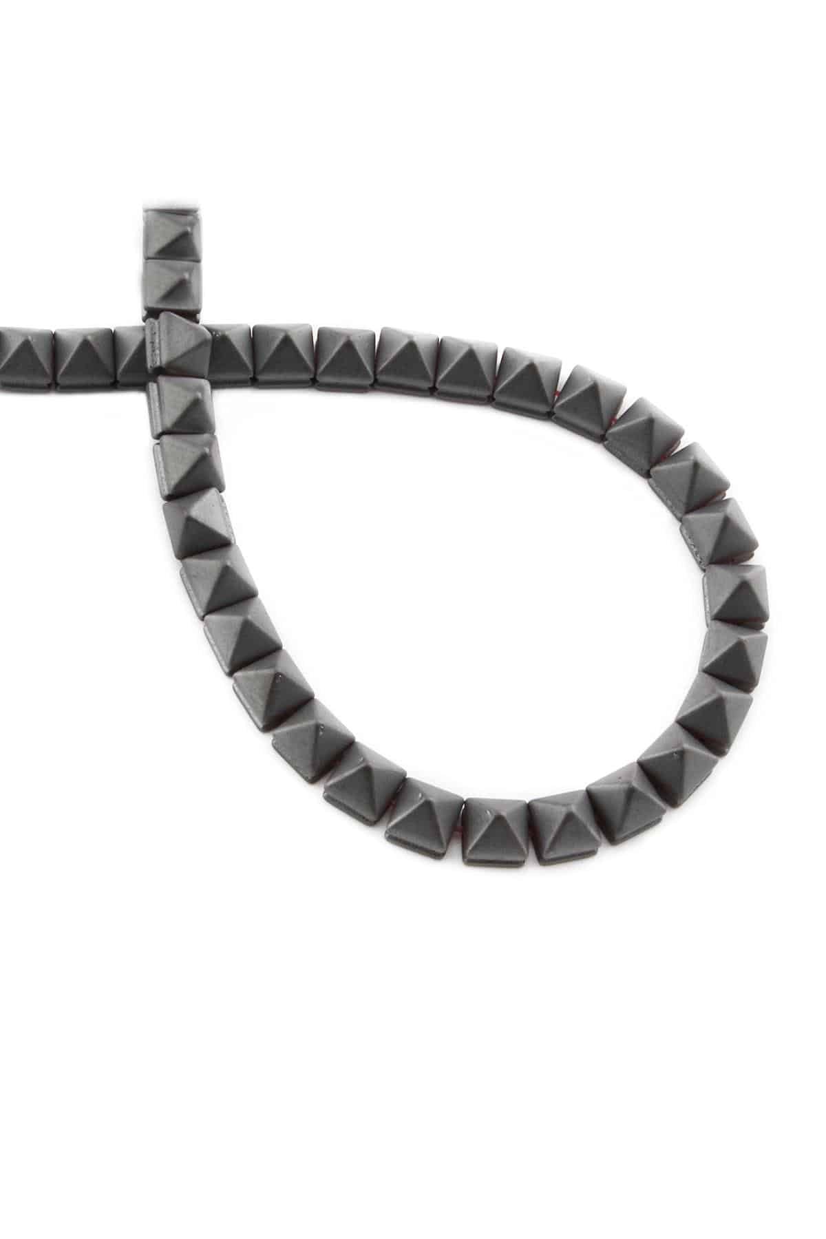 Hematite Natural Stone Matte Grey Pyramid Cut 6x6mm String Of Beads