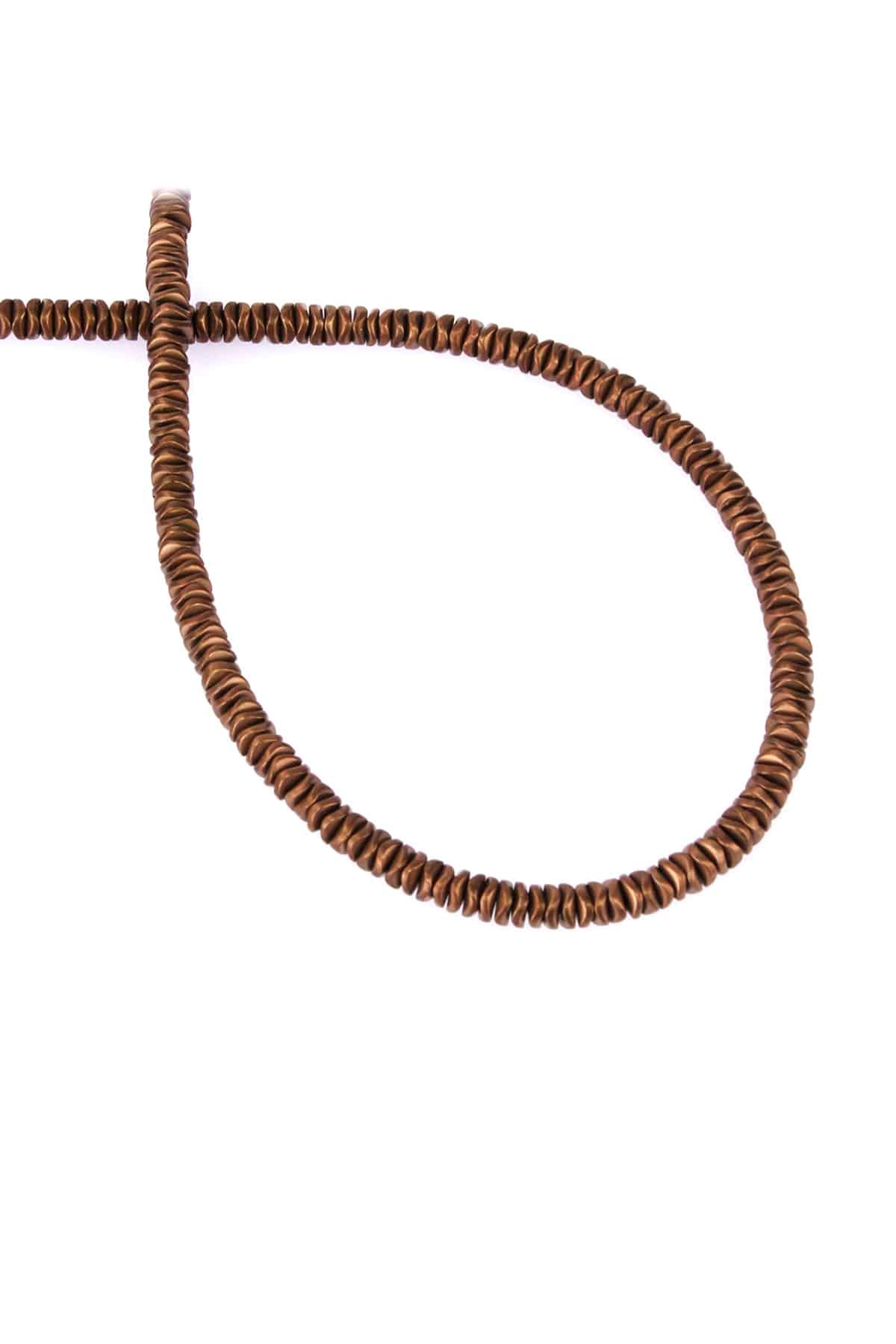 Hematite Natural Stone Matte Brown Washer Cut 4x1mm String Of Beads