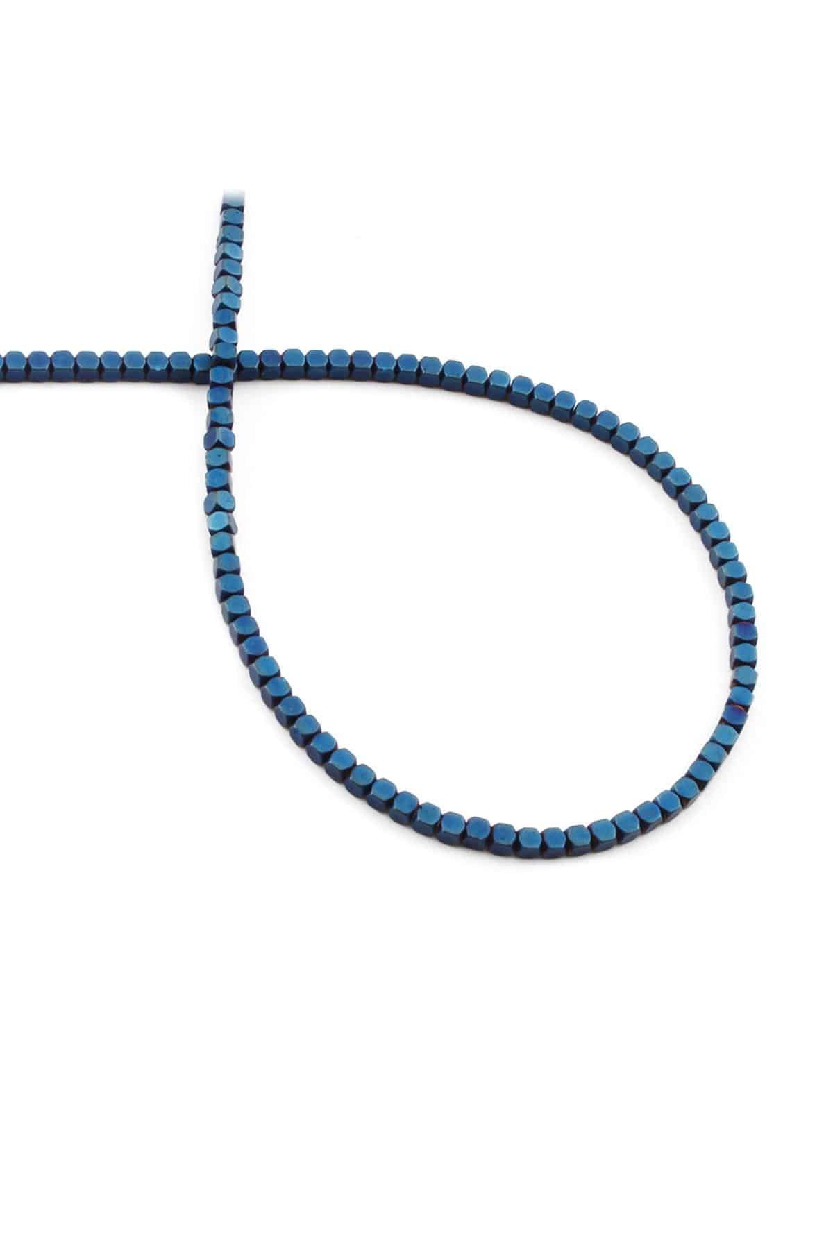 Hematit Taşı Küp Kesim Mat Mavi 2x2mm Doğal Taş Dizi