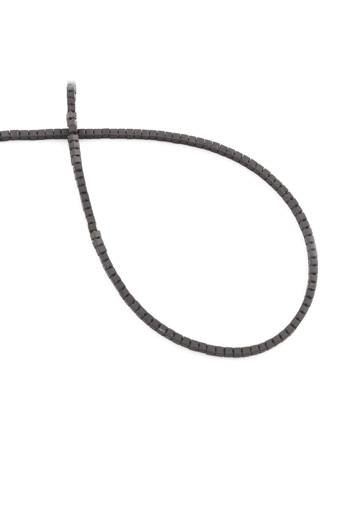 Hematite Natural Stone Matte Black 2x2mm String Of Beads
