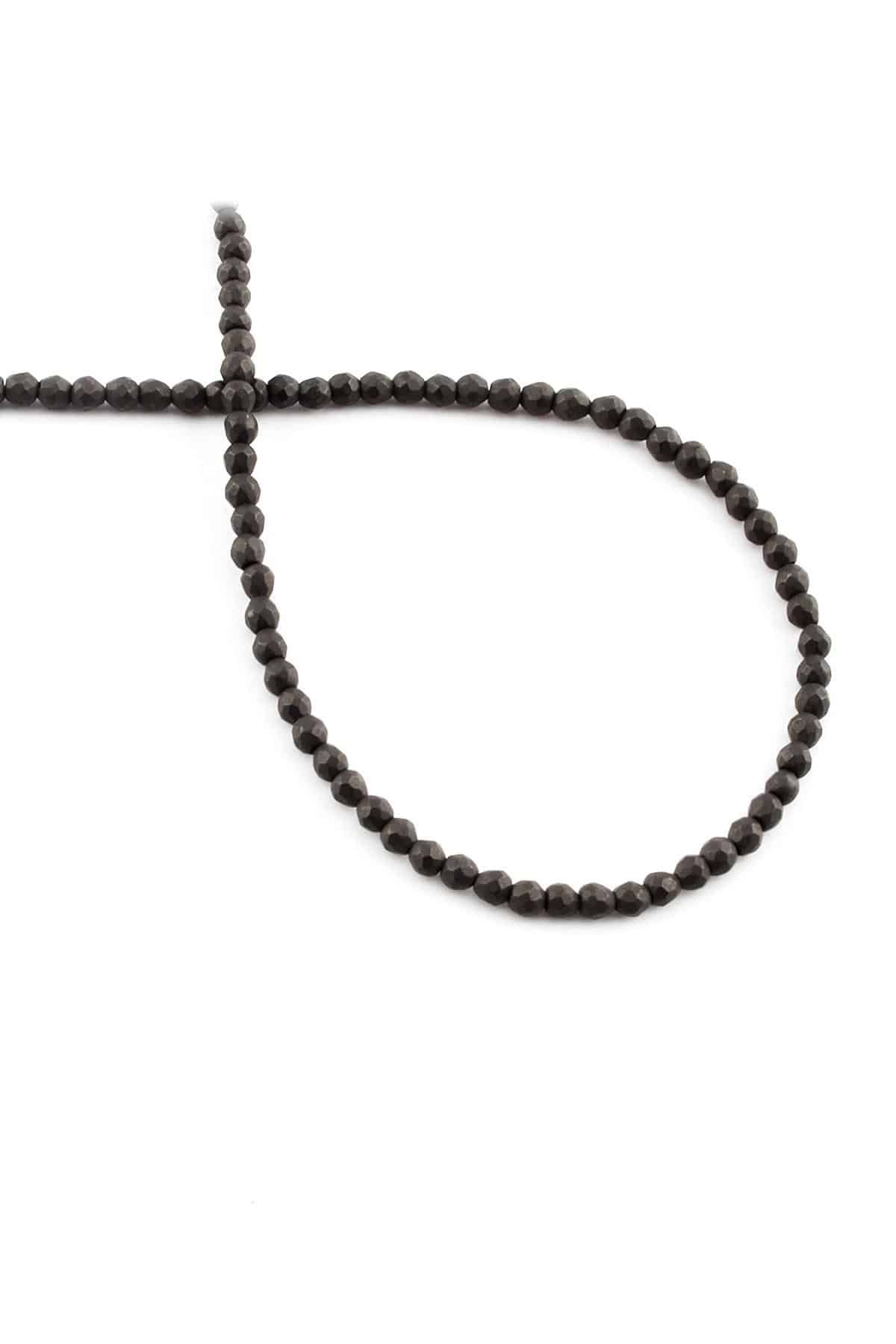 Hematite Natural Stone Matte Black 3mm String Of Beads