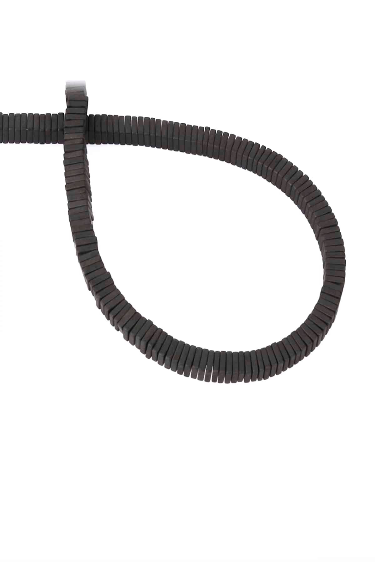 Hematite Natural Stone Matte Black 4x1mm String Of Beads