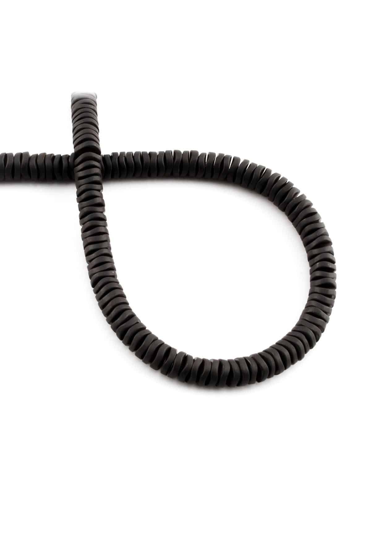 Hematite Natural Stone Matte Black 6x1mm String Of Beads