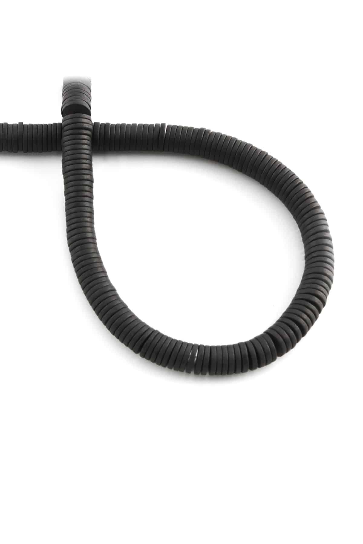 Hematite Natural Stone Matte Black 6x1mm String Of Beads