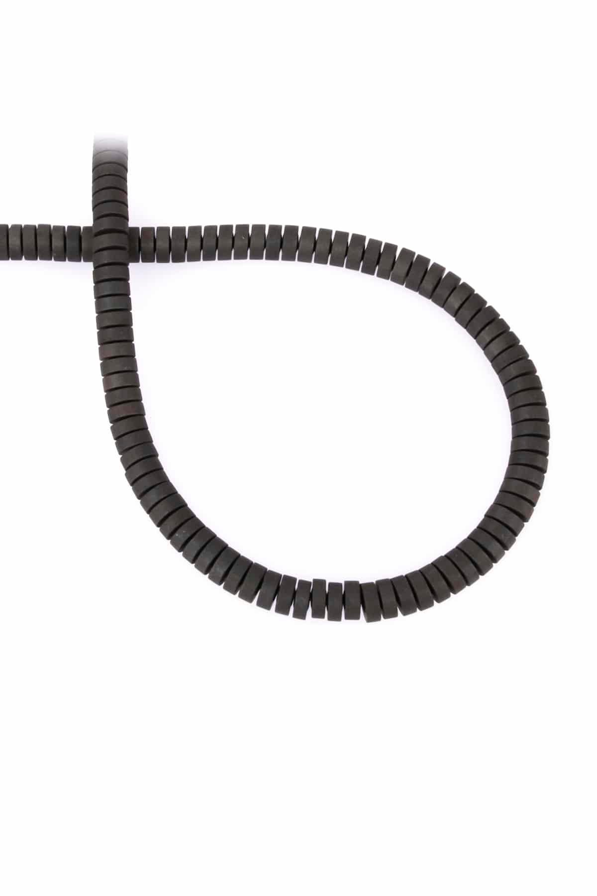Hematite Natural Stone Matte Black 6x2mm String Of Beads
