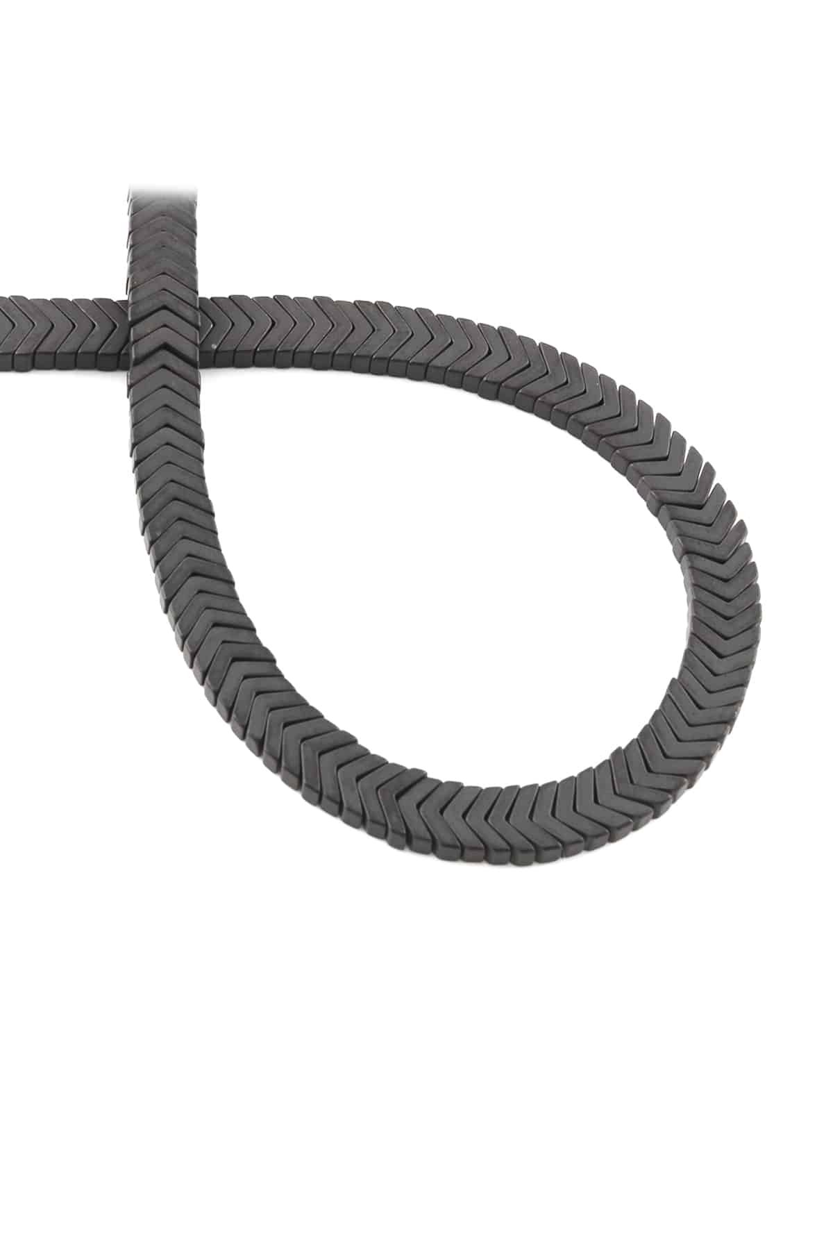Hematite Natural Stone Matte Black 7x1mm String Of Beads