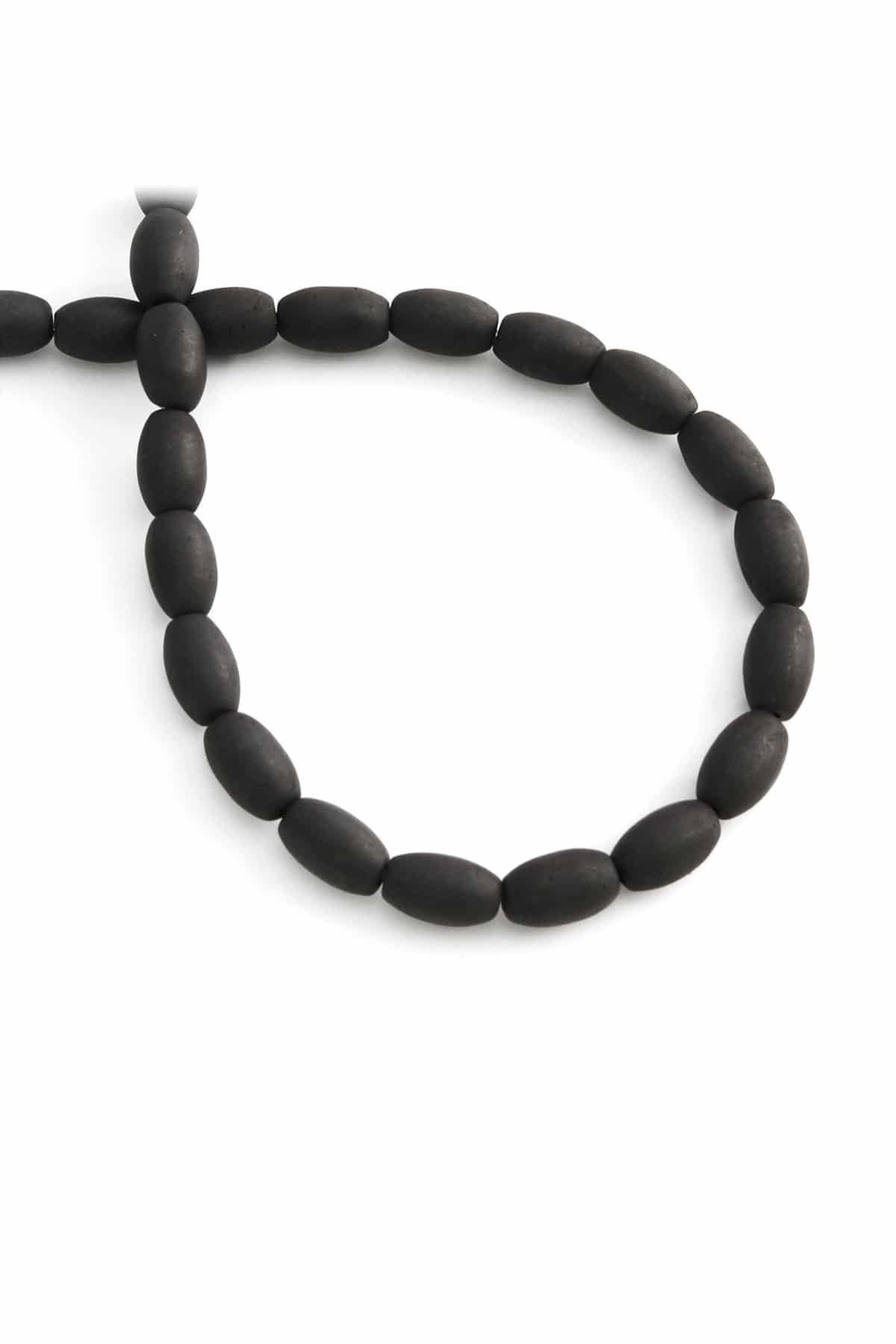 Hematite Natural Stone Matte Black Barley Cut 5x8mm String Of Beads