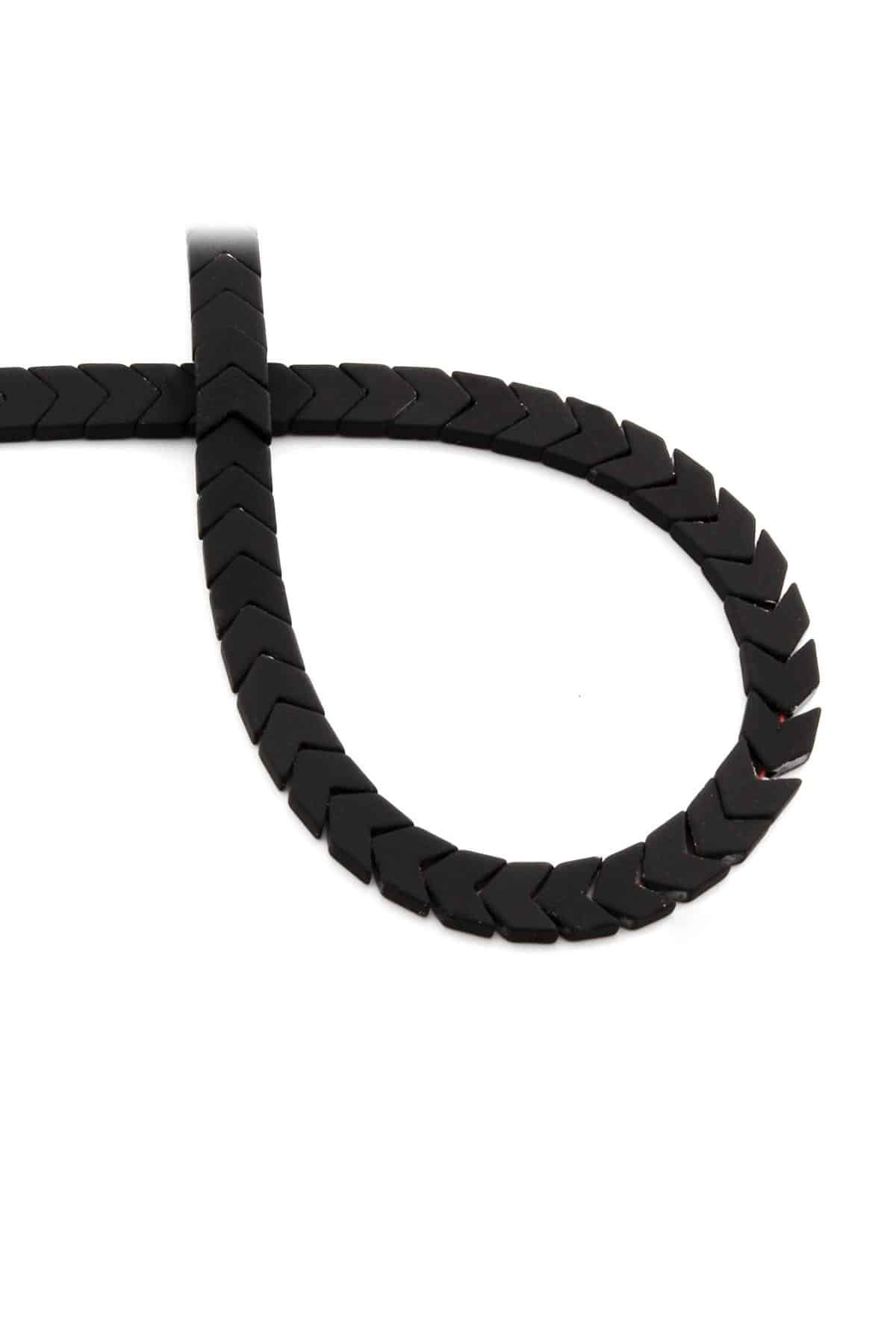 Hematit Taşı Çavuş Kesim Mat Siyah 6x3mm Doğal Taş Dizi