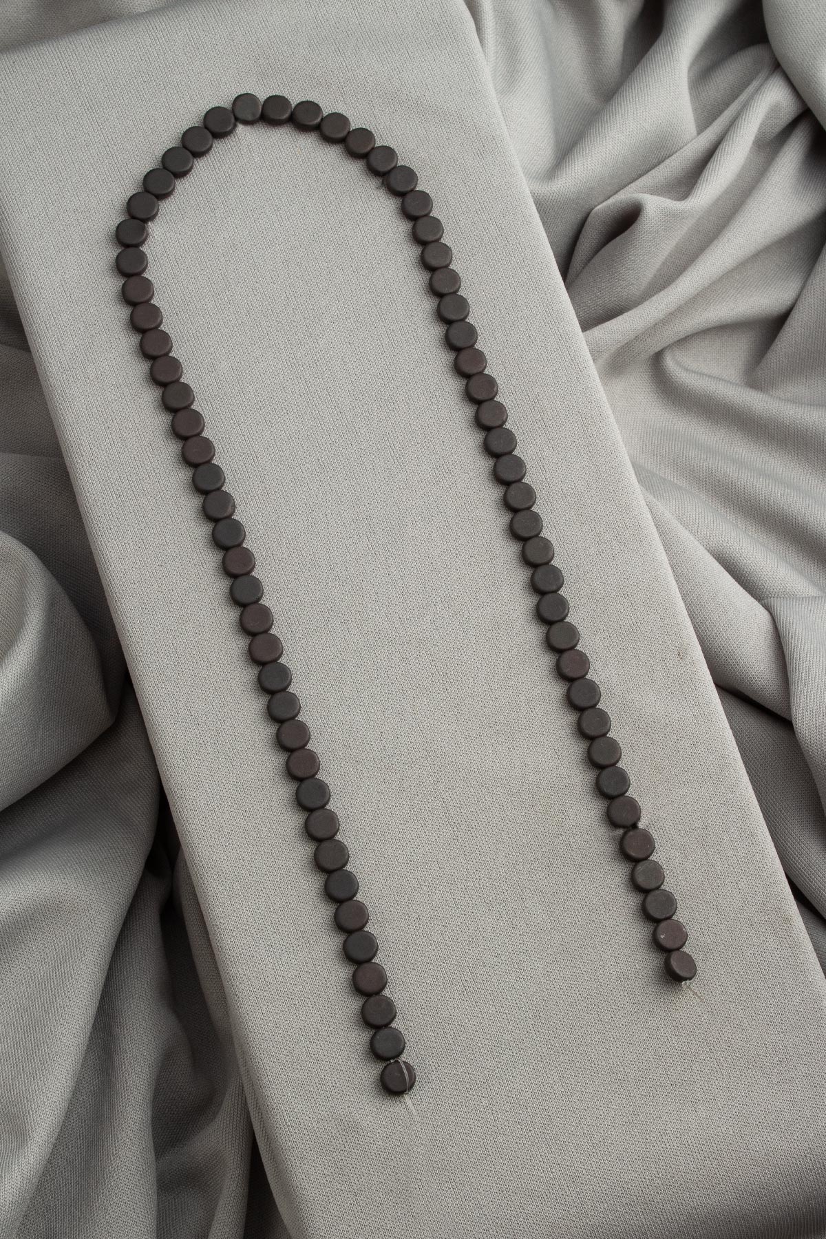 Hematite Natural Stone Matte Black Circle Cut 6mm String Of Beads