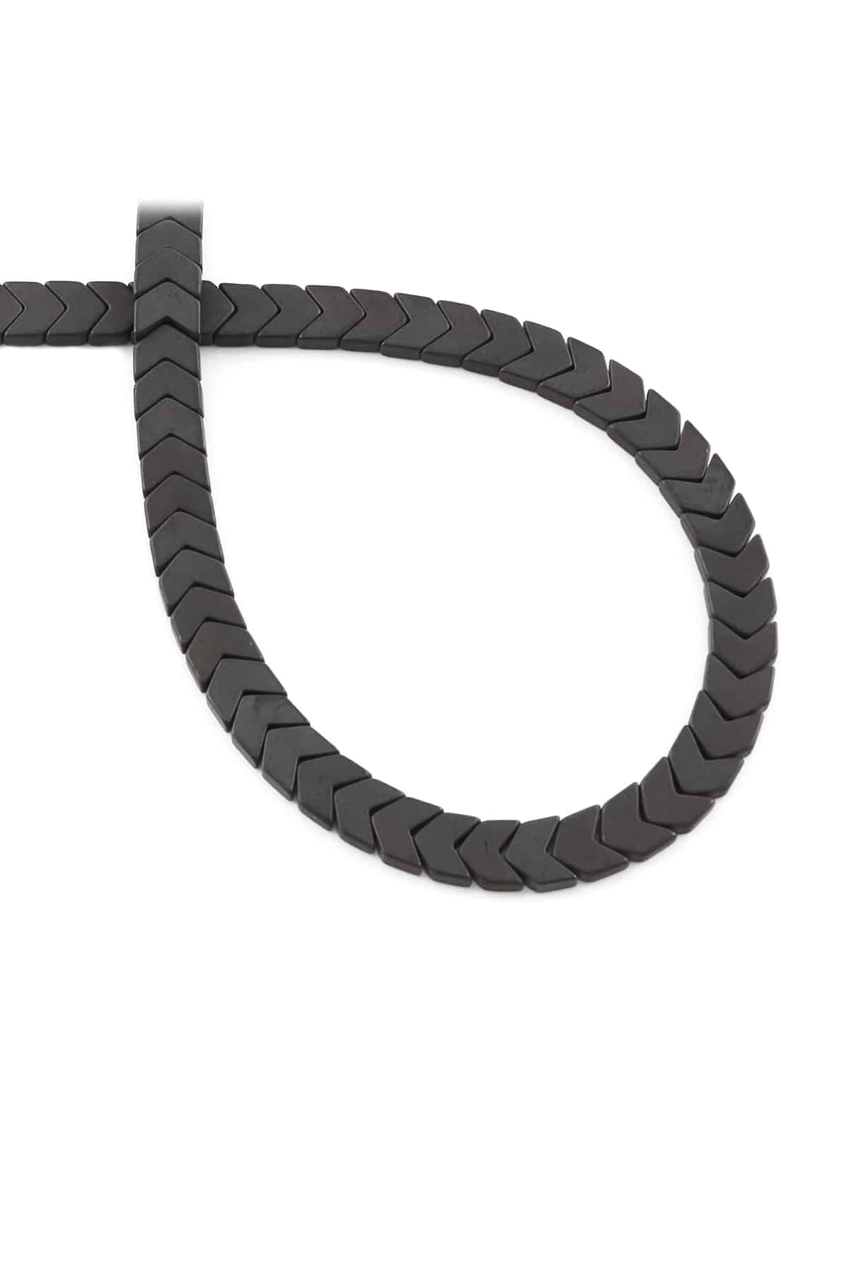 Hematit Taşı Çavuş Kesim Mat Siyah Gökkuşağı 6x3mm Doğal Taş Dizi