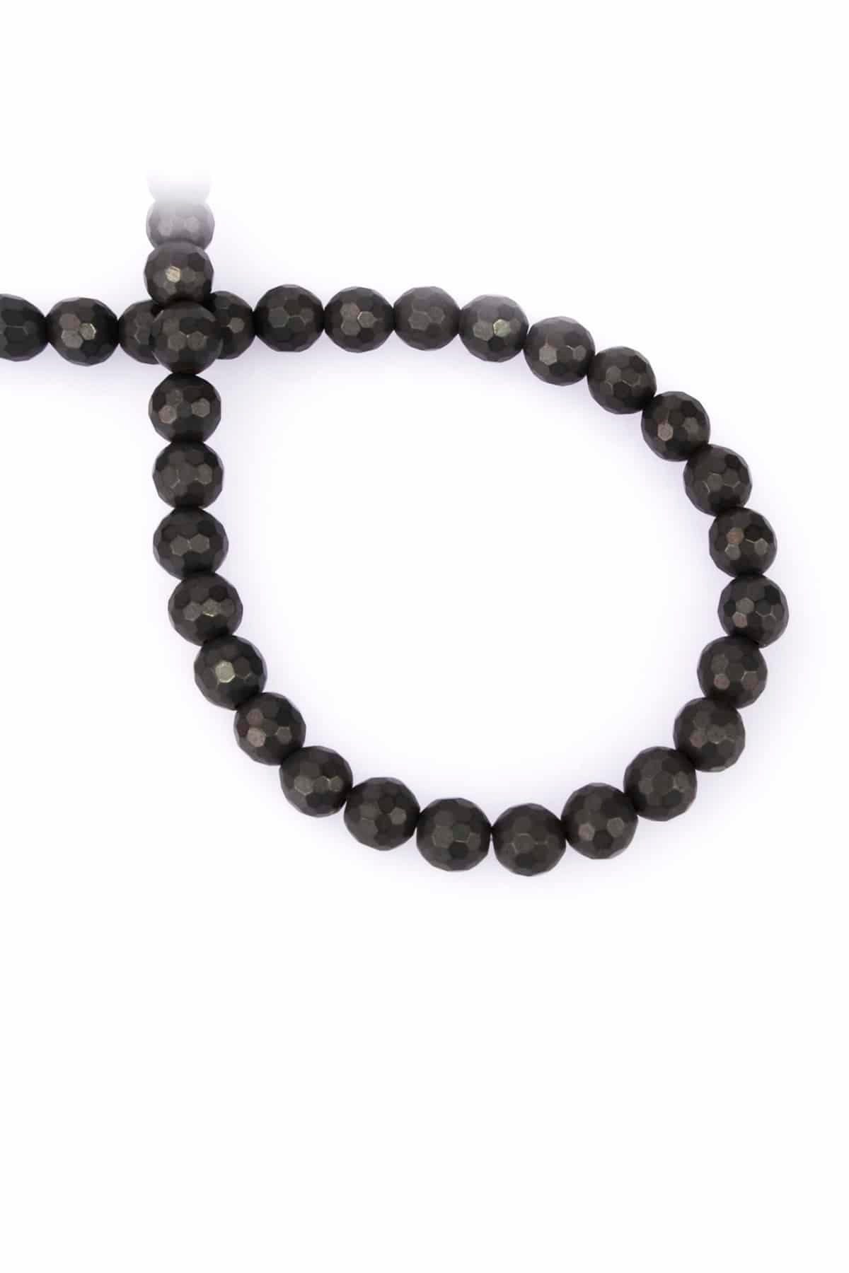 Hematit Taşı Küre Kesim Mat Siyah 8mm Doğal Taş Dizi