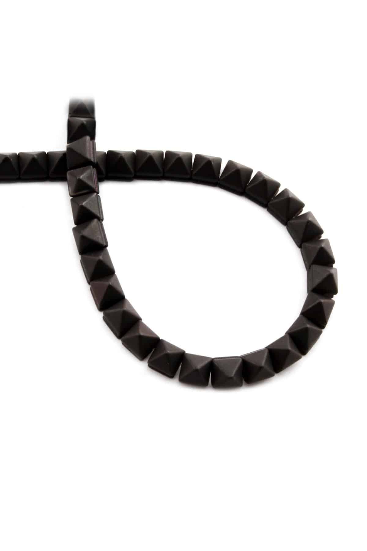 Hematite Natural Stone Matte Black Pyramid Cut 6x6mm String Of Beads