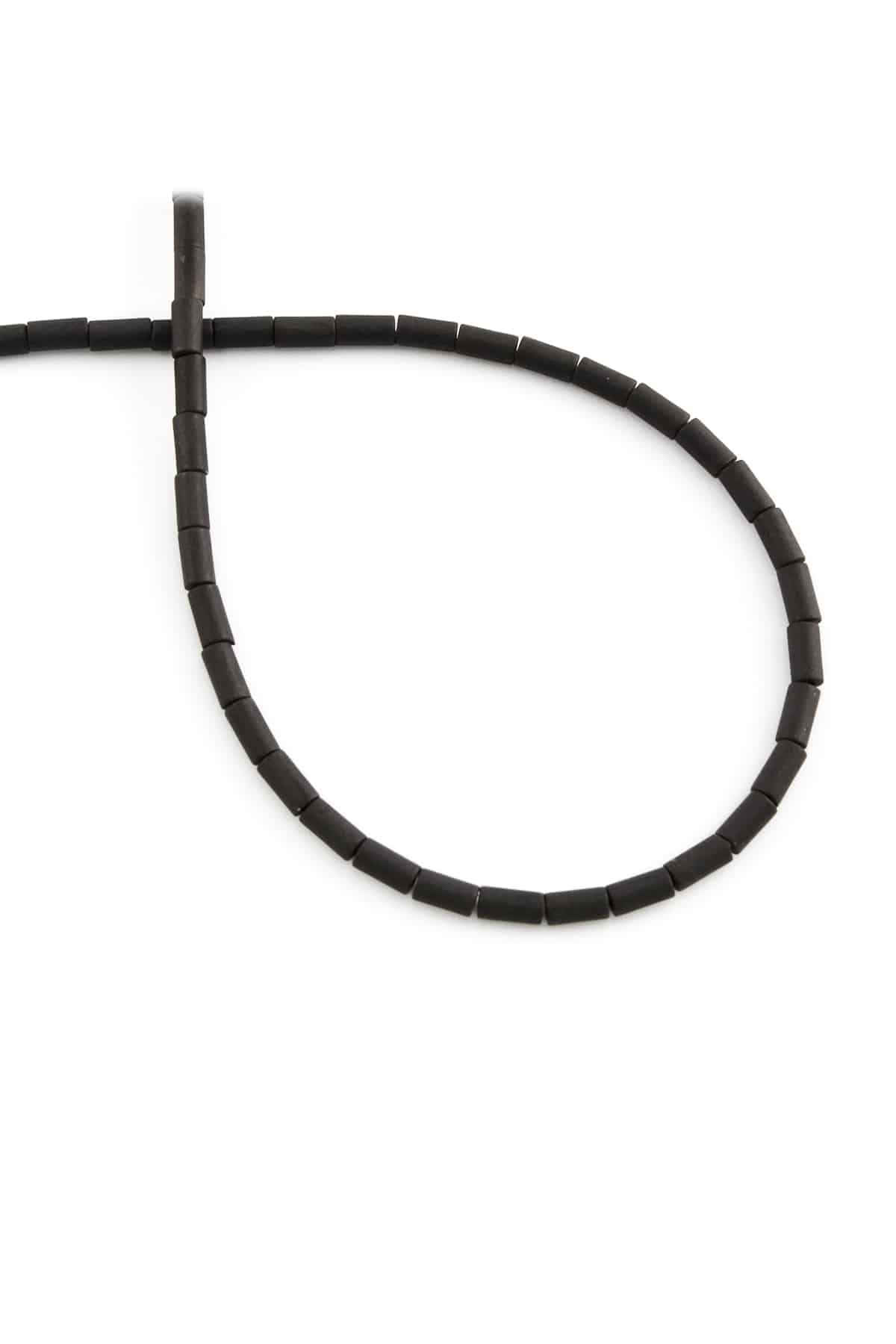 Hematit Taşı Silindir Kesim Mat Siyah 2x4mm Doğal Taş Dizi