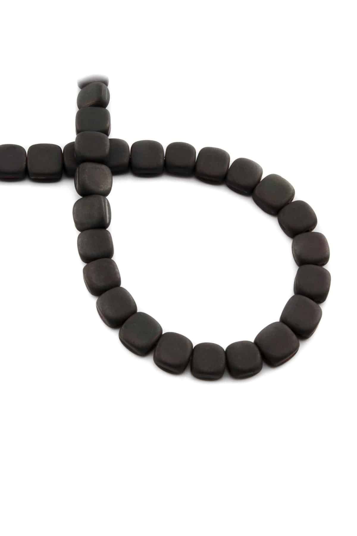 Hematite Natural Stone Matte Black Flat Square Cut 8x8mm String Of Beads