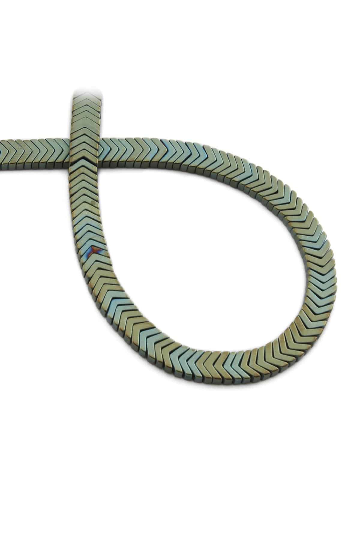 Hematite Natural Stone Matte Green Sergeant Cut 7x1mm String Of Beads