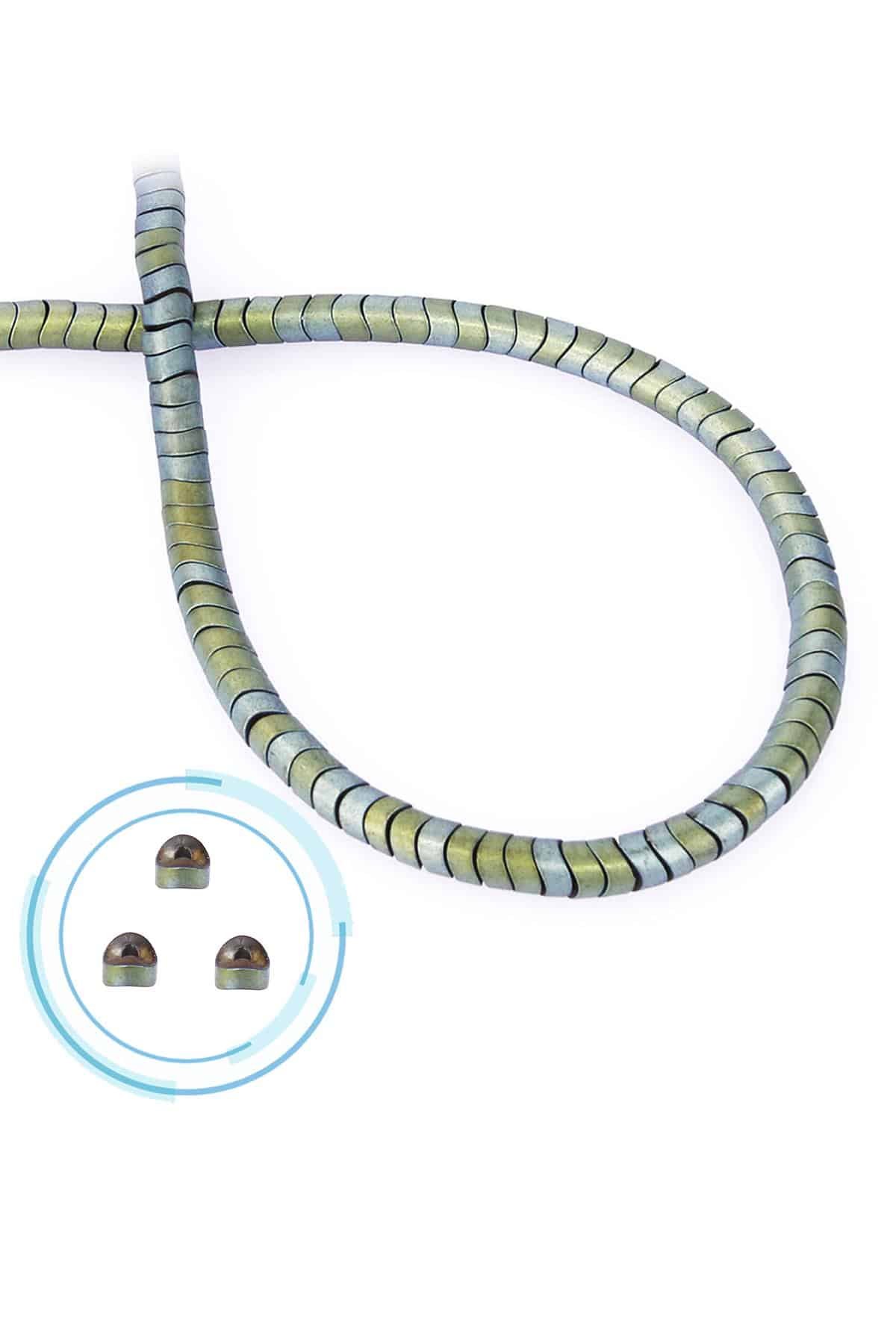 Hematite Natural Stone Matte Green Washer Cut 4x2mm String Of Beads