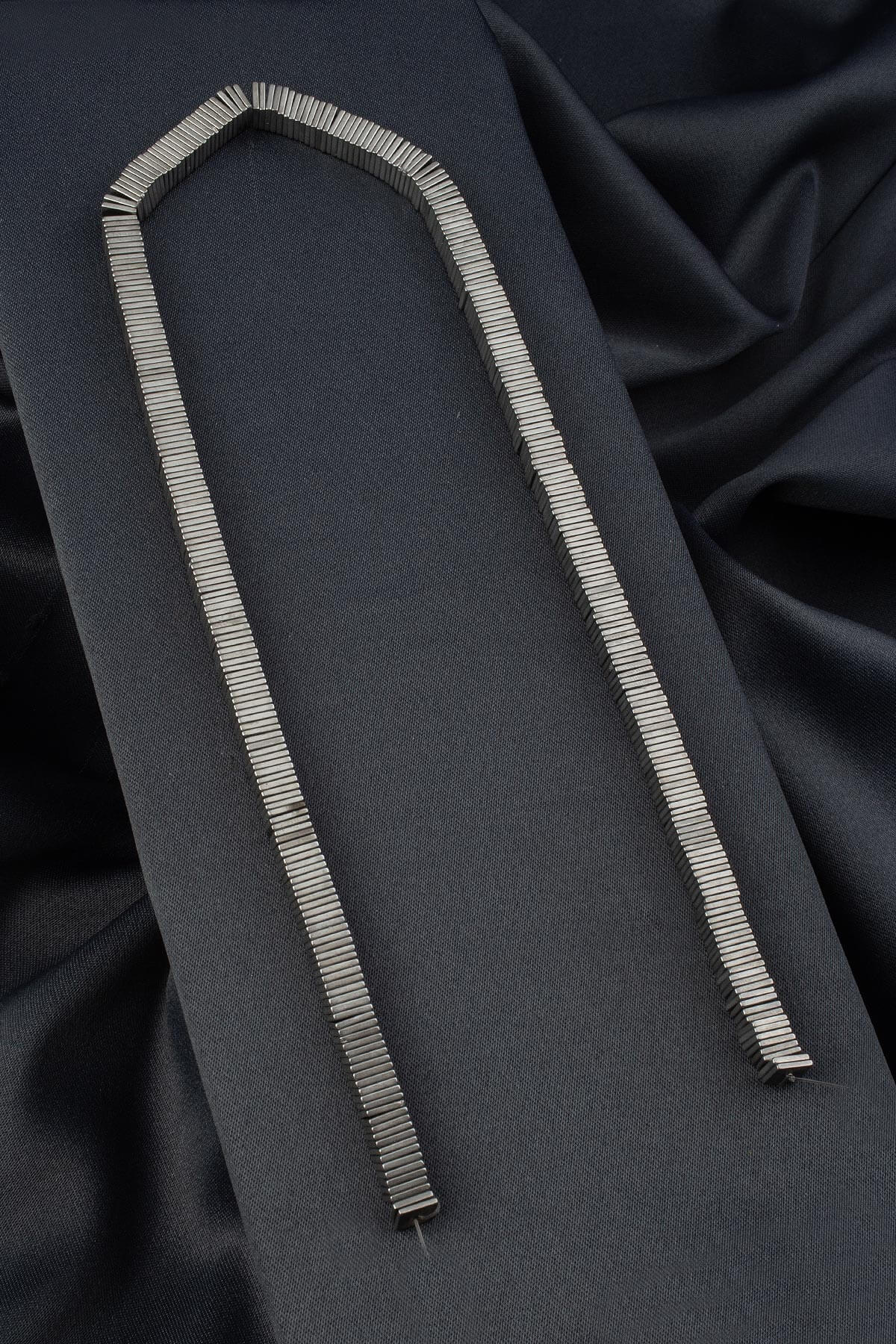 Hematit Doğal Taş Parlak Açık Gri Rondela Kesim 6x1mm Dizi [AA]