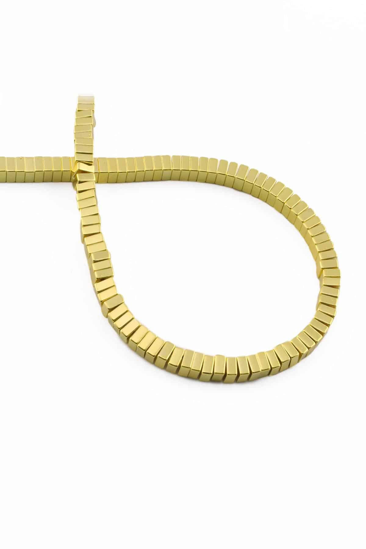 Hematite Natural Stone Shiny Gold Yellow 4x2mm String Of Beads