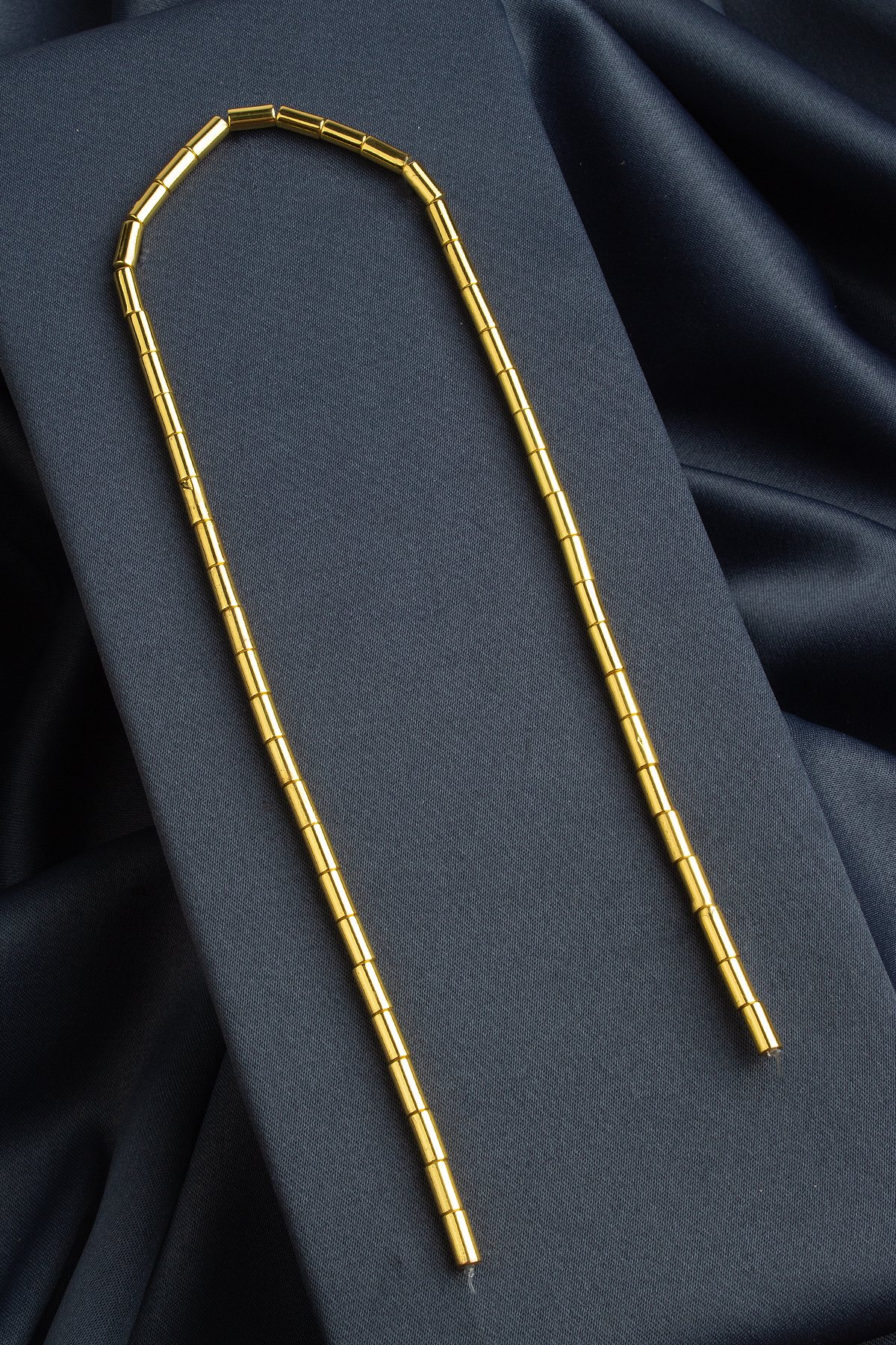 Hematit Doğal Taş Parlak Altın Sarı Silindir Kesim 4x8mm Dizi