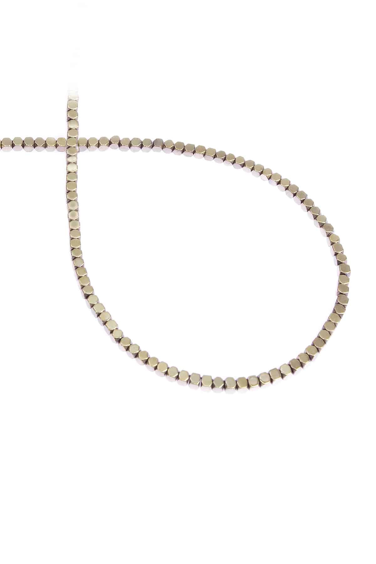 Hematite Natural Stone Shiny Antique Yellow 2x2mm String Of Beads