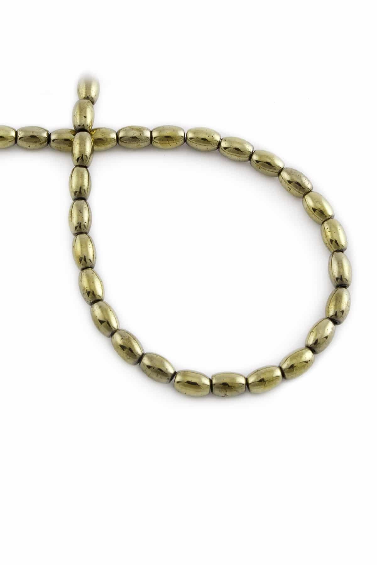 Hematit Taşı Arpa Kesim Parlak Antik Sarı 4x6mm Doğal Taş Dizi