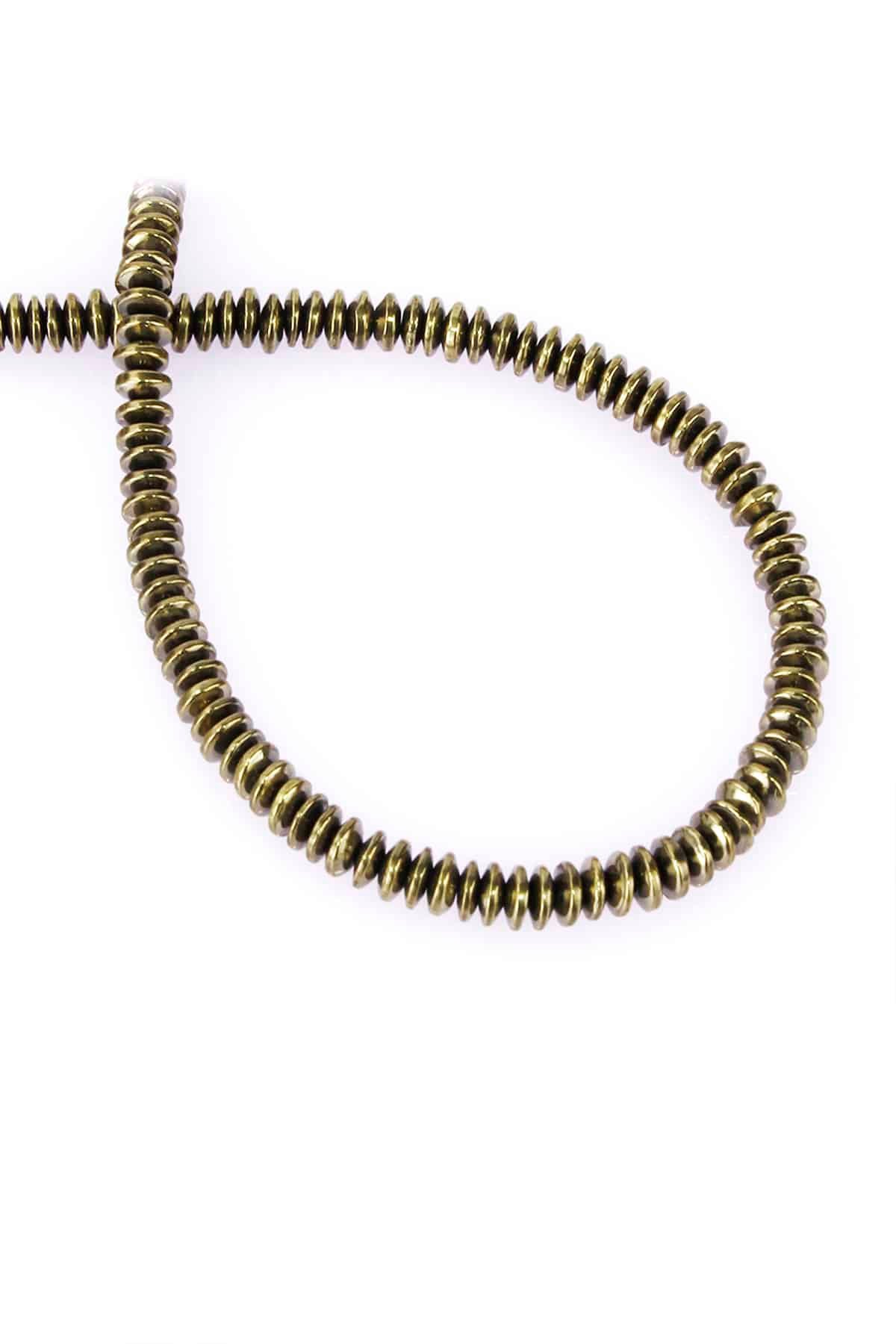 Hematite Natural Stone Shiny Antique Yellow Circle Cut 5x2 String Of Beads