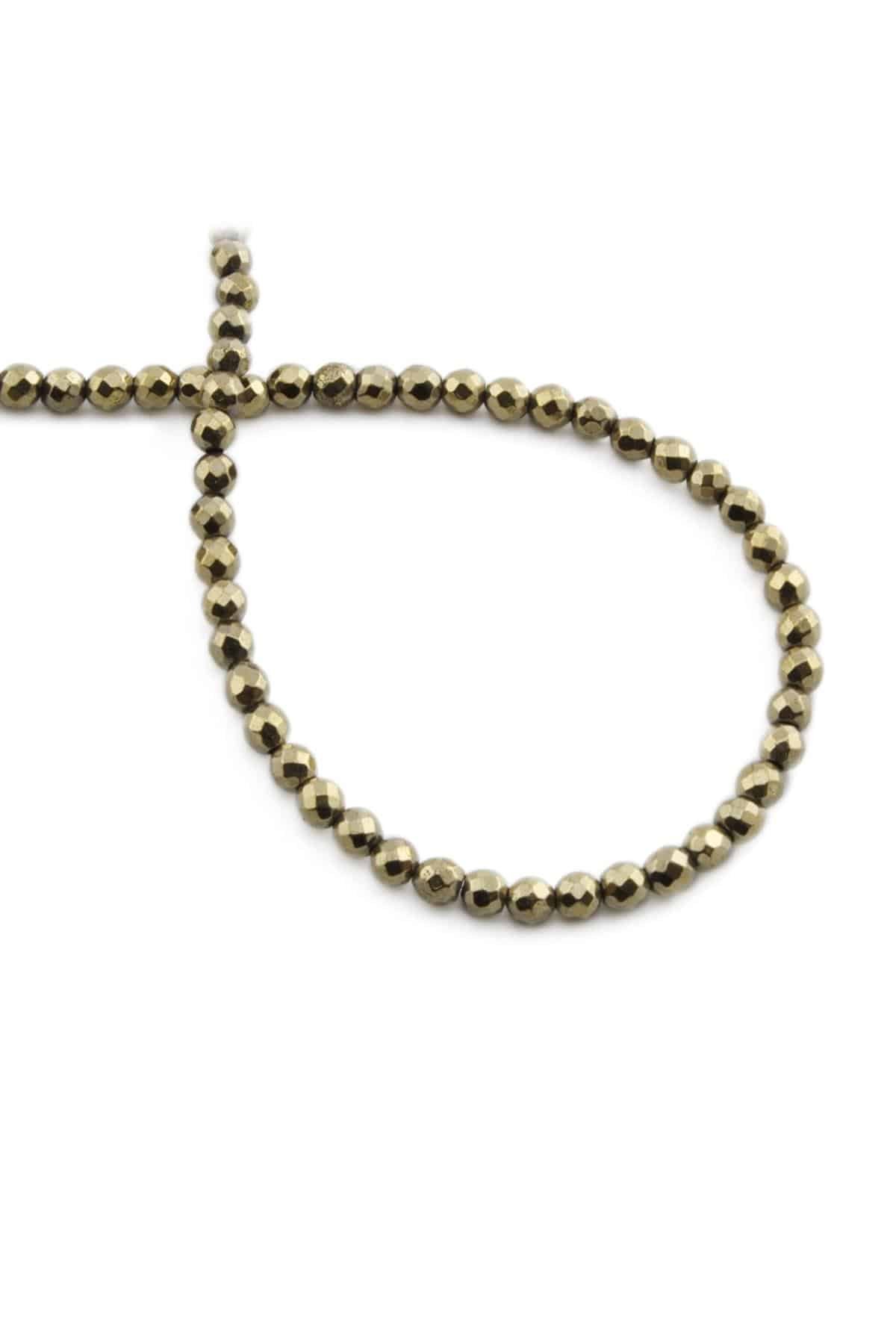 Hematite Natural Stone Shiny Antique Yellow Facet Cut 4mm String Of Beads