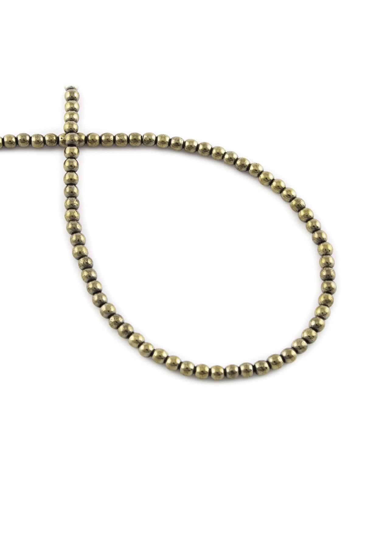 Hematite Natural Stone Shiny Antique Yellow Globe Cut 3mm String Of Beads