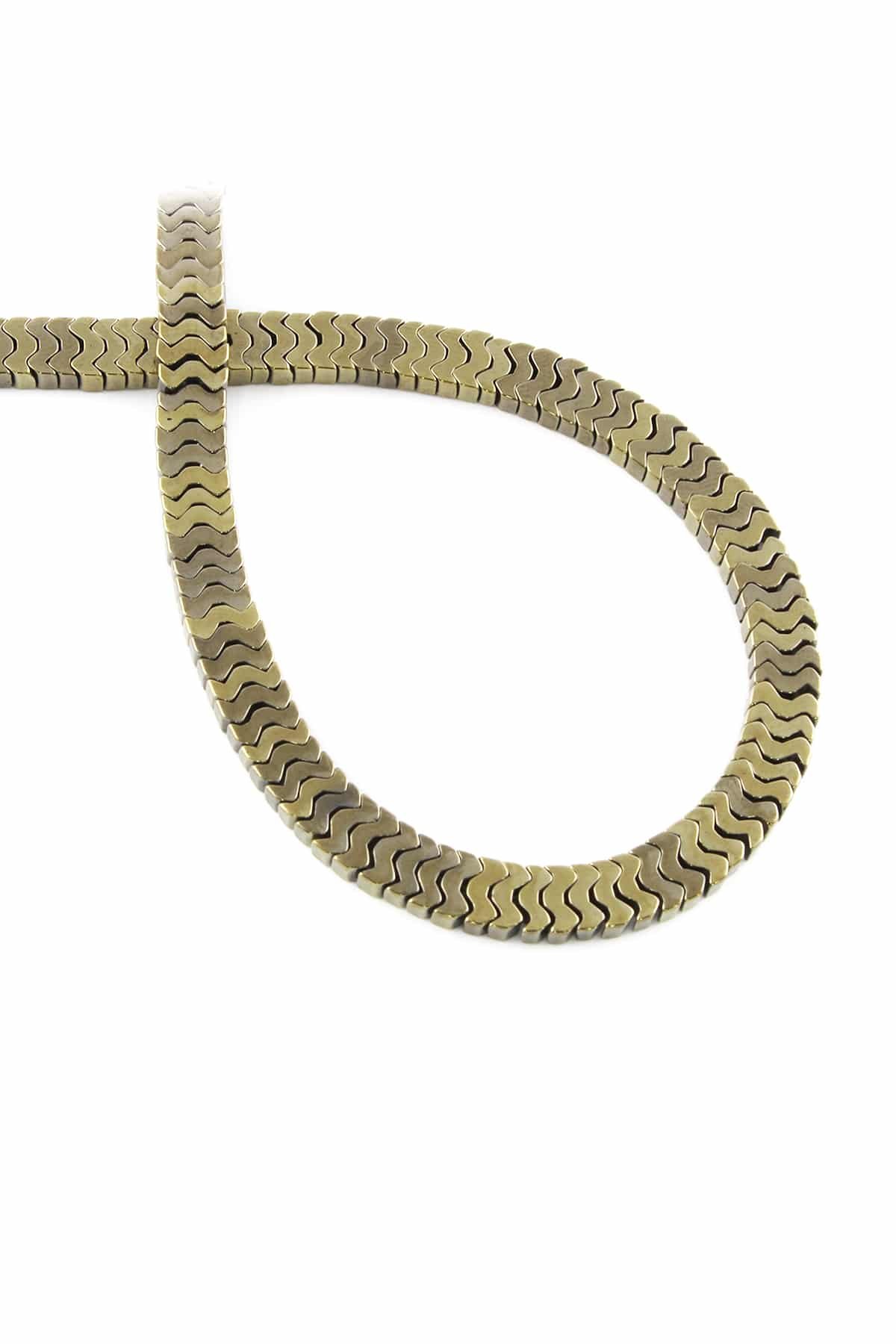 Hematite Natural Stone Shiny Antique Yellow Bat Cut 7x1mm String Of Beads