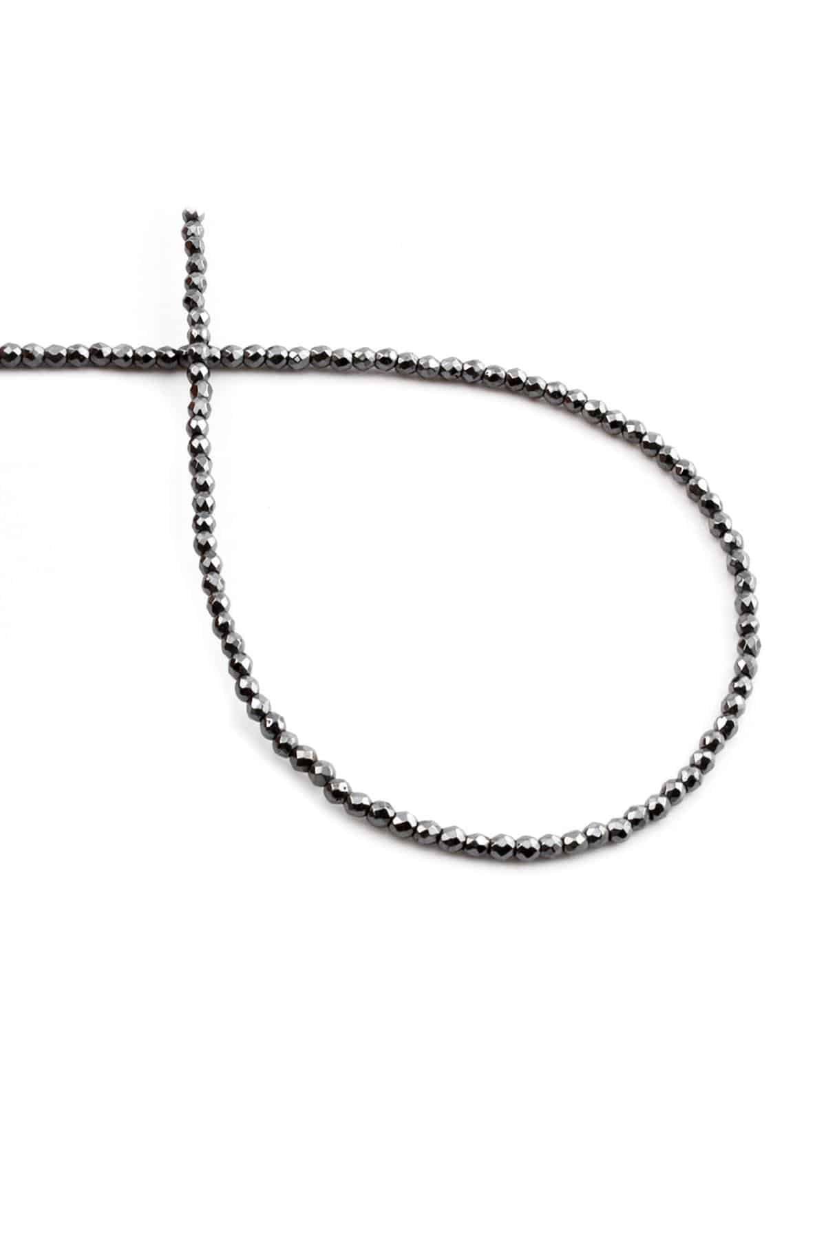 Hematite Natural Stone Shiny Smoked 2mm String Of Beads