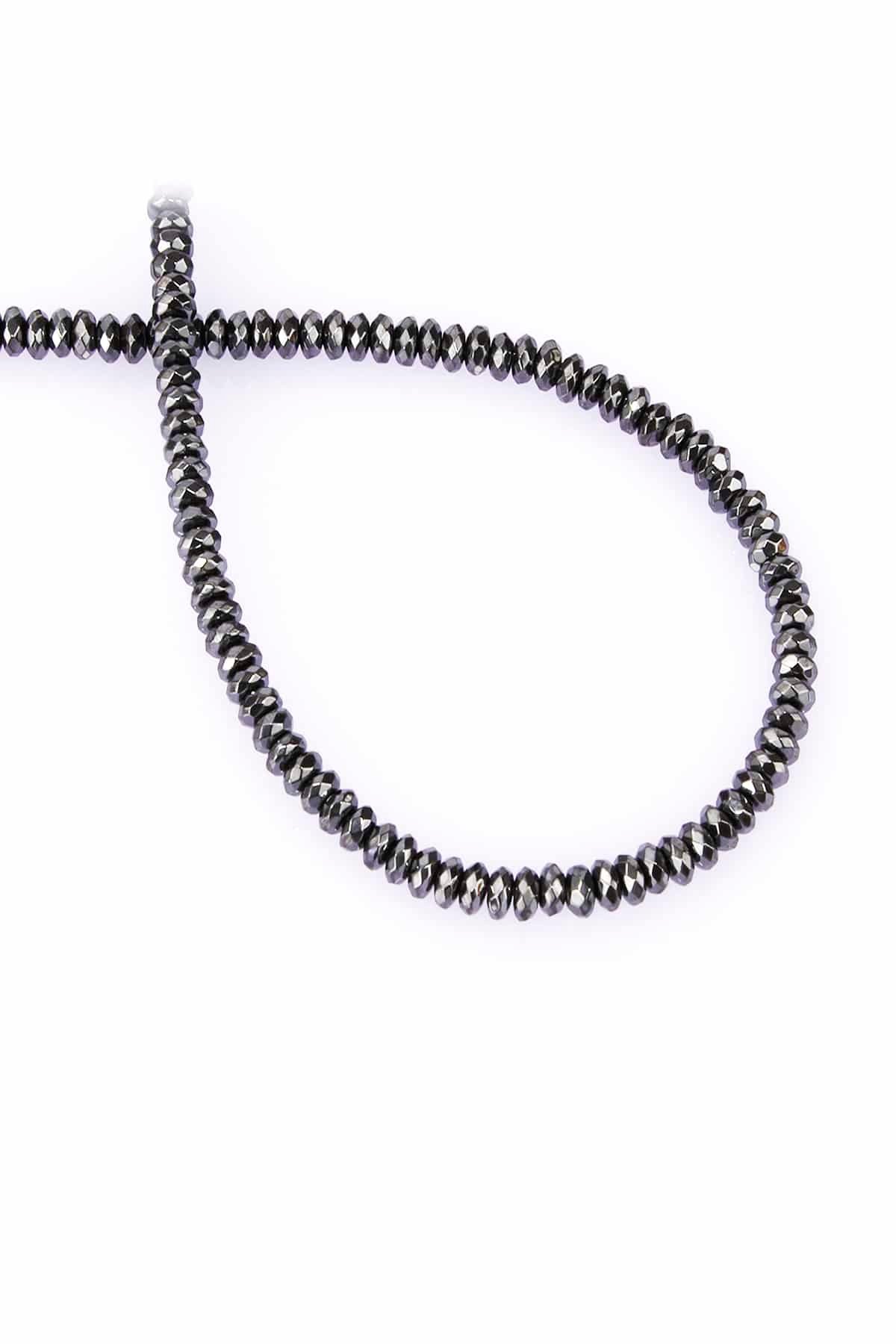 Hematite Natural Stone Shiny Smoked 4x2mm String Of Beads