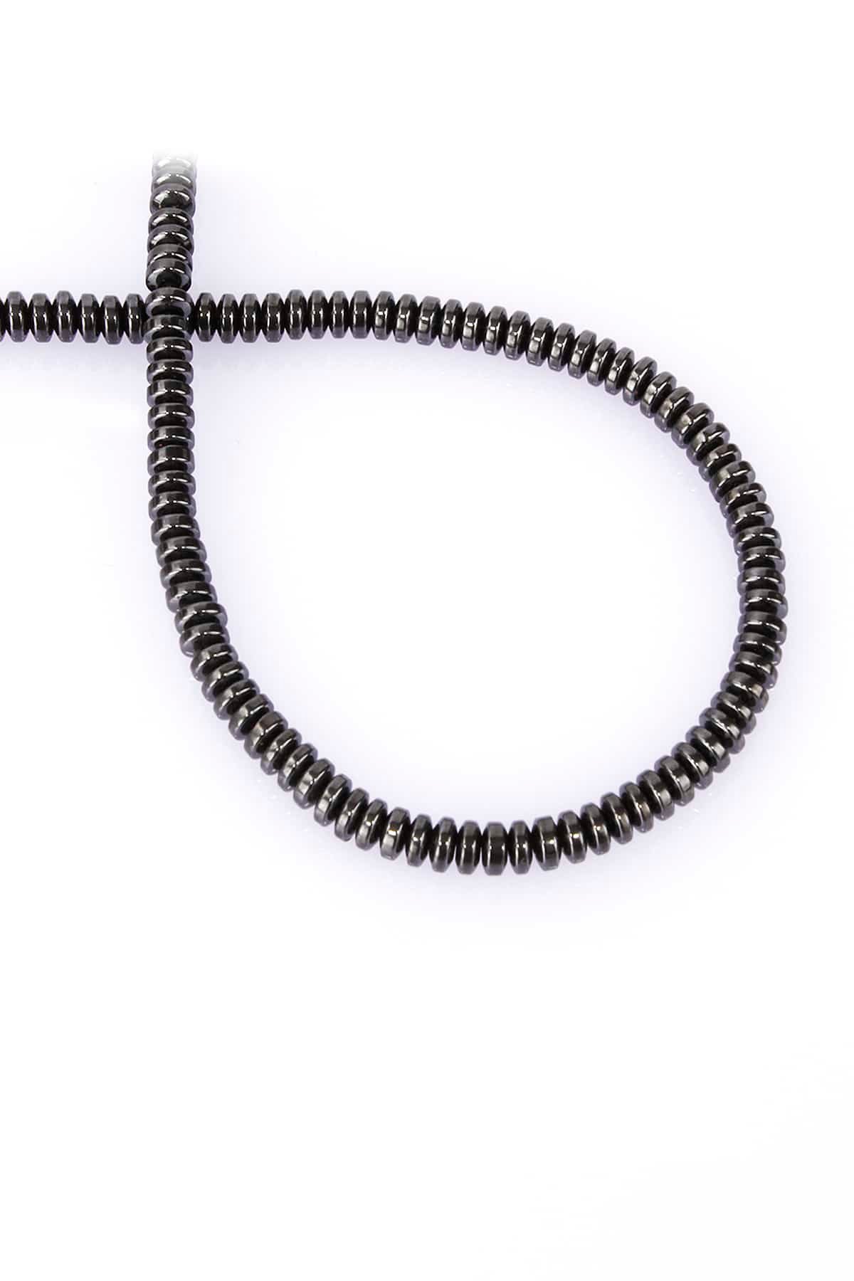 Hematite Natural Stone Shiny Smoked 4x2mm String Of Beads