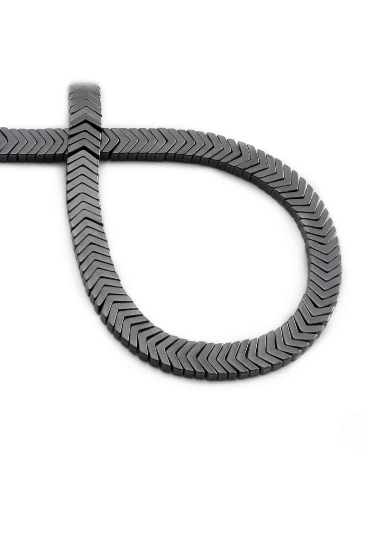 Hematite Natural Stone Shiny Smoked 7x1mm String Of Beads
