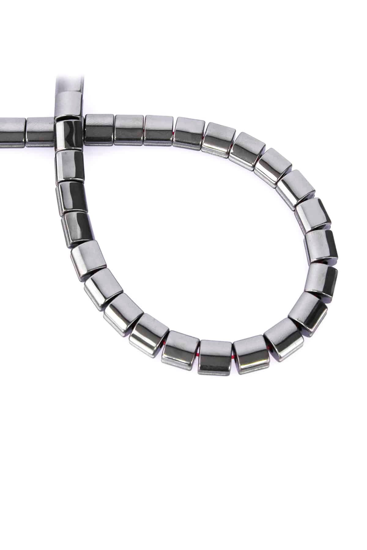 Hematite Natural Stone Shiny Smoked 7x7mm String Of Beads