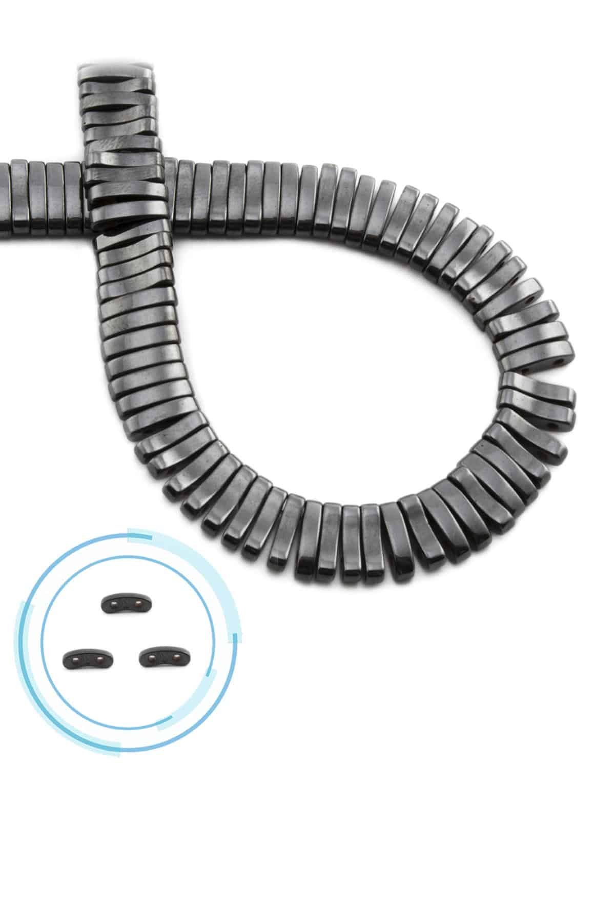 Hematite Natural Stone Shiny Smoked Double Hole 10x2mm String Of Beads