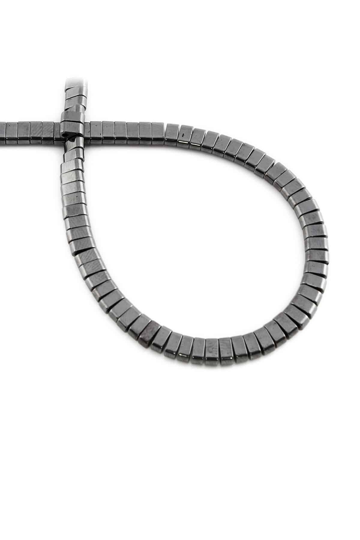 Hematite Natural Stone Shiny Smoked Double Hole 4x2mm String Of Beads