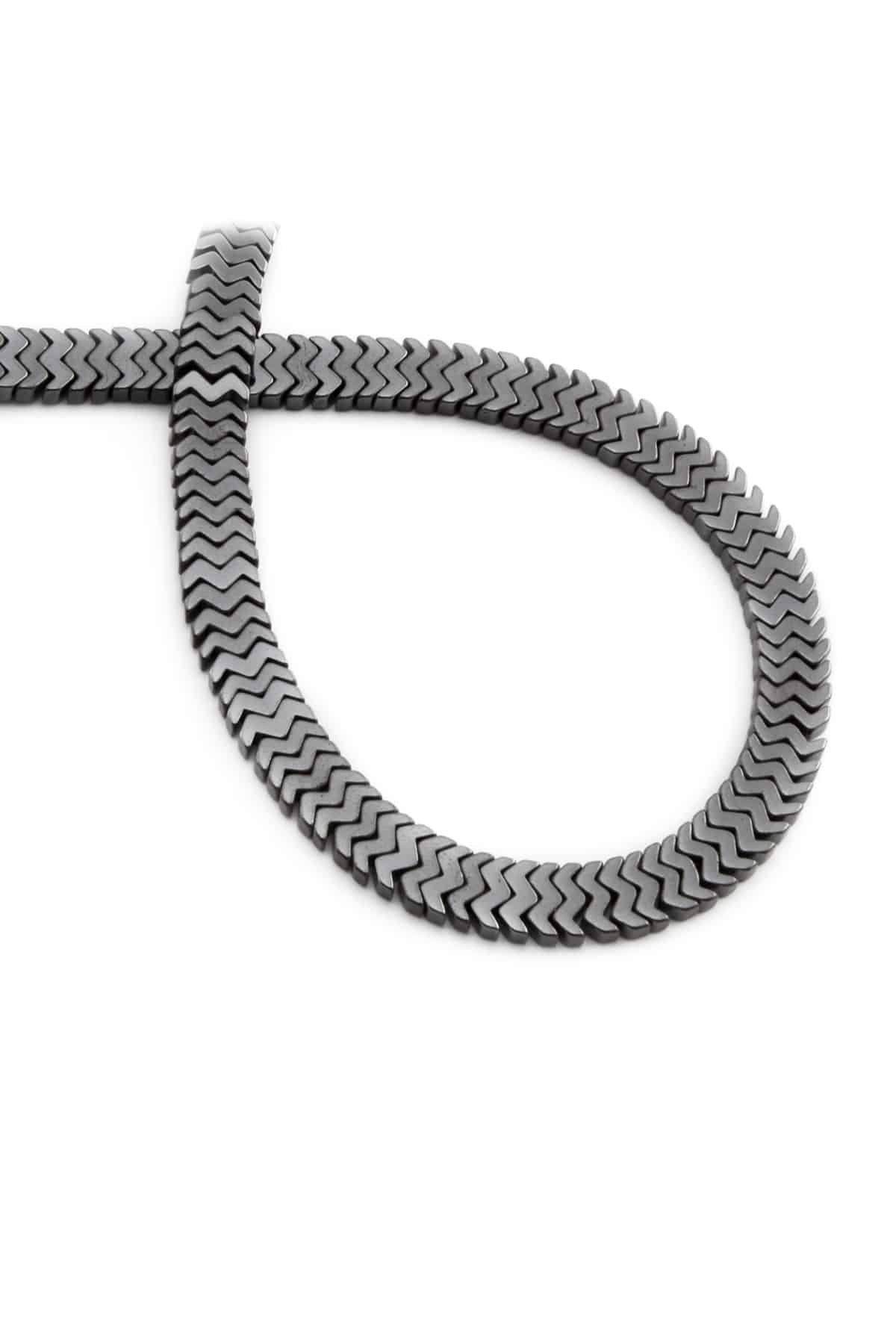 Hematit Taşı Yarasa Kesim Parlak Füme 7x1mm Doğal Taş Dizi