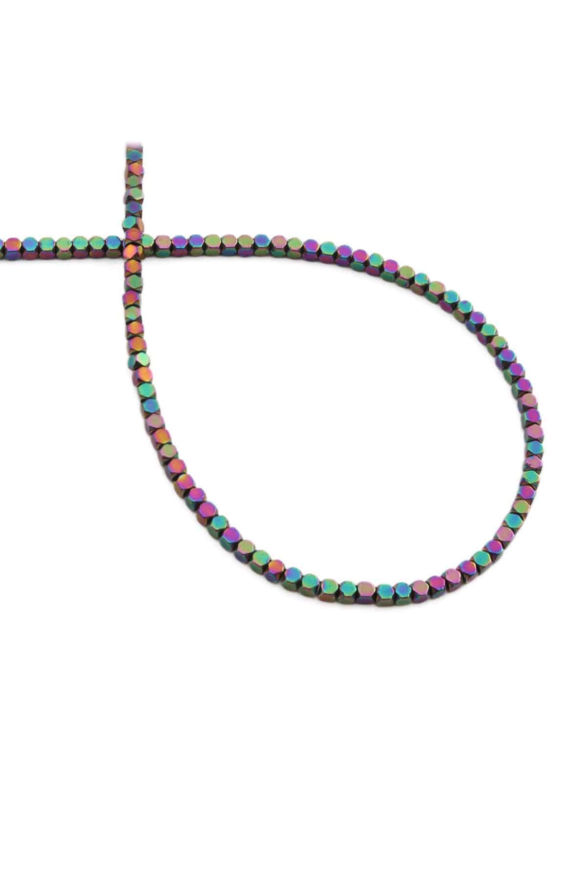 Hematite Natural Stone Shiny Rainbow 2x2mm String Of Beads